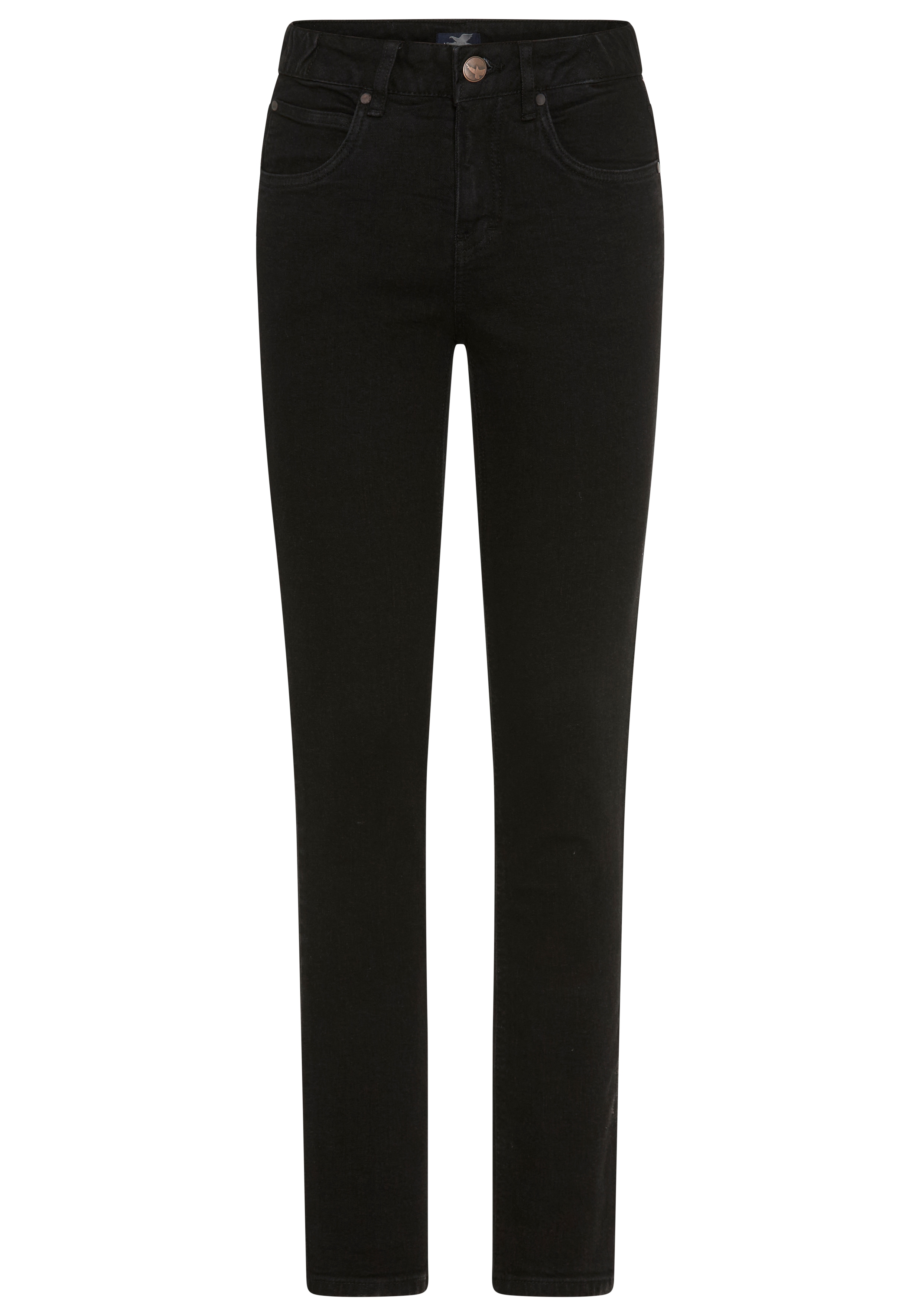 Arizona Slim-fit-Jeans "Bund mit seitlichem Gummizugeinsatz" schmale Passform, Röhrenjeans, Used-Waschung, hohe Leibhöhe