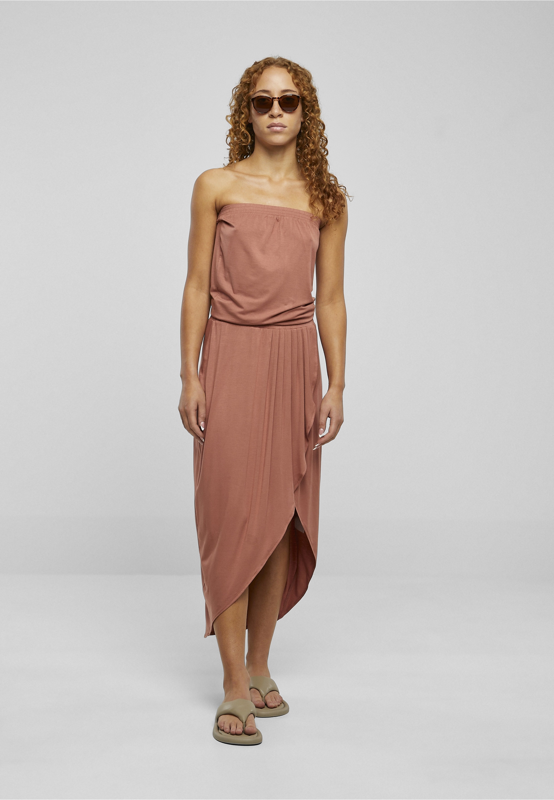 URBAN CLASSICS Shirtkleid »Urban Classics Damen Ladies Viscose Bandeau Dress« 1 tlg.