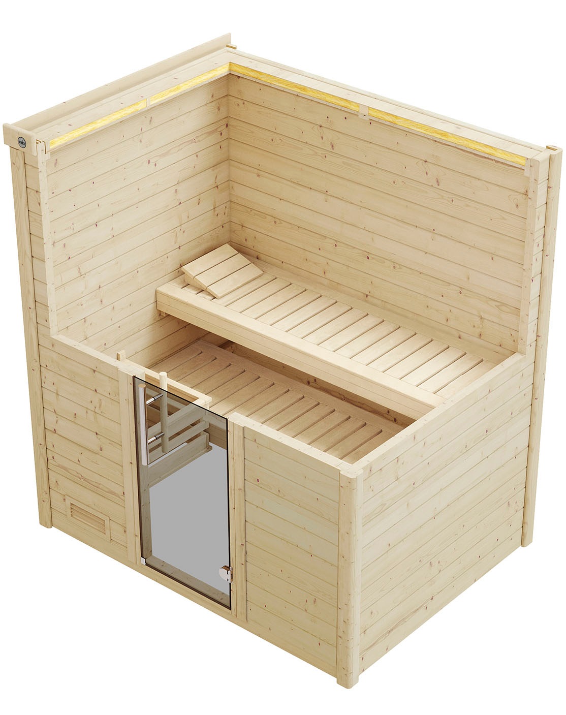 weka Sauna »Massivholzsauna BERGEN 1«, Blockbohlen, moderne Ganzglastür