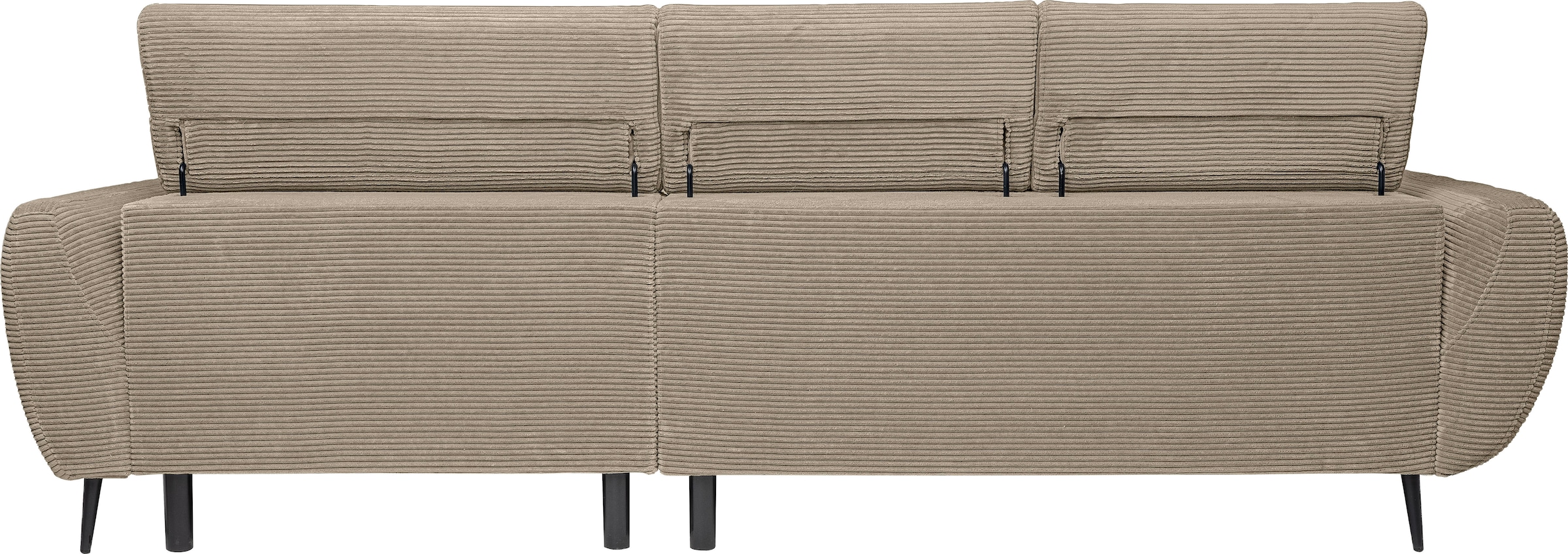 WERK2 Ecksofa »Alisson Sitztiefe elektrisch verstellbar, verstellbare Kopfstützen« Schwebendes L-Form Sofa in Cord, 15 cm bodenfrei (saugrobotergeeignet)