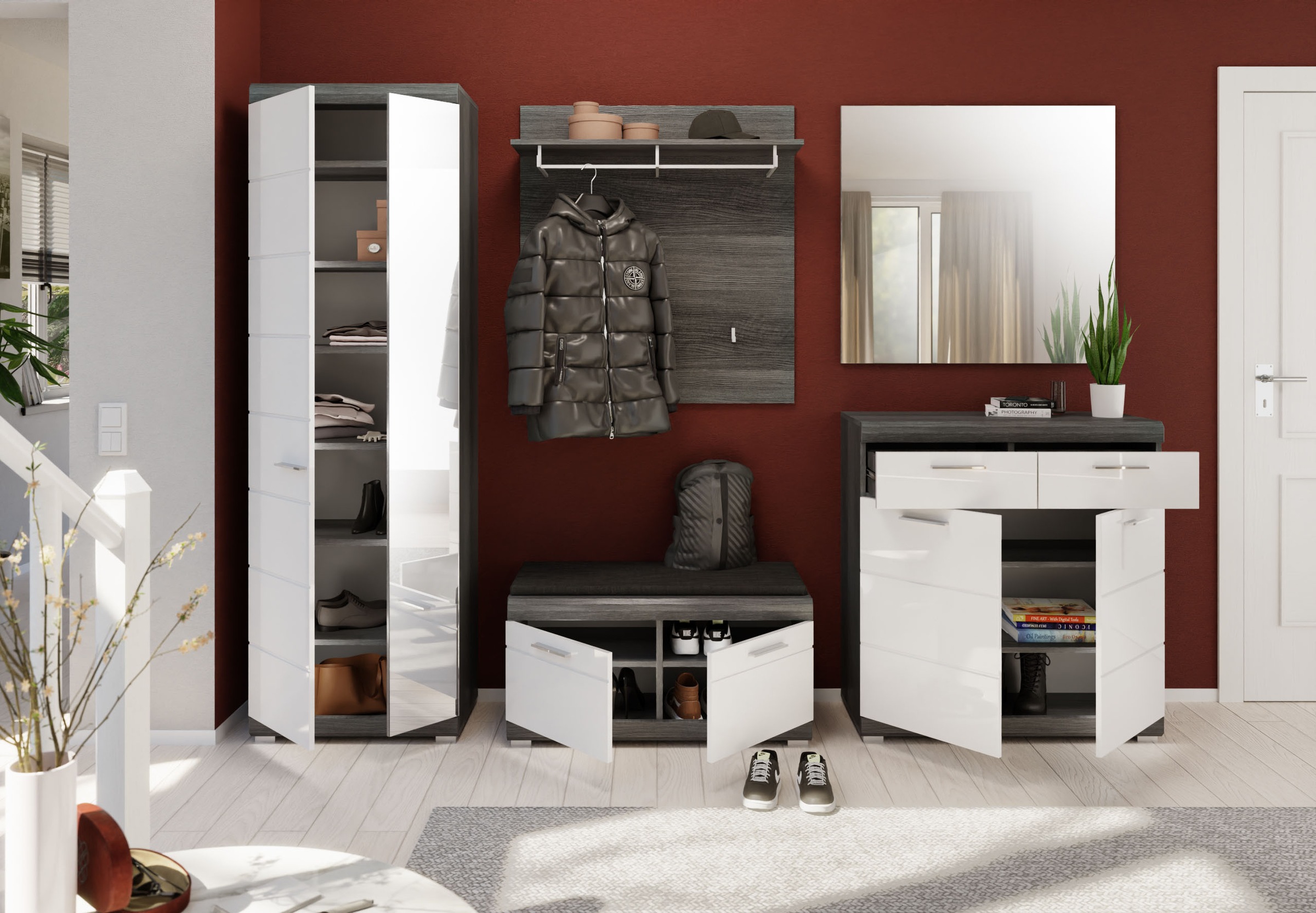 INOSIGN Garderobenpaneel »Siena, Breite 90 cm, 3 Haken, 1 Kleiderstange, 1 Ablageboden«, (1 St.), Scout, Garderobenpaneel, 3 Haken, 1 Kleiderstange, Flur, Diele