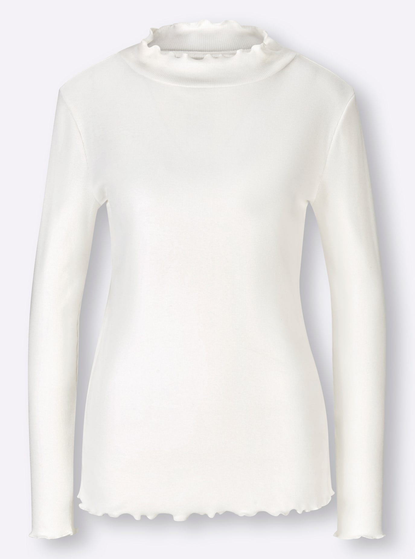Stehkragenshirt HEINE "Shirt", Damen, Gr. 40, beige (ecru), 95% Baumwolle, 5% Elasthan, unifarben, Shirts Stehkragenshirt 3