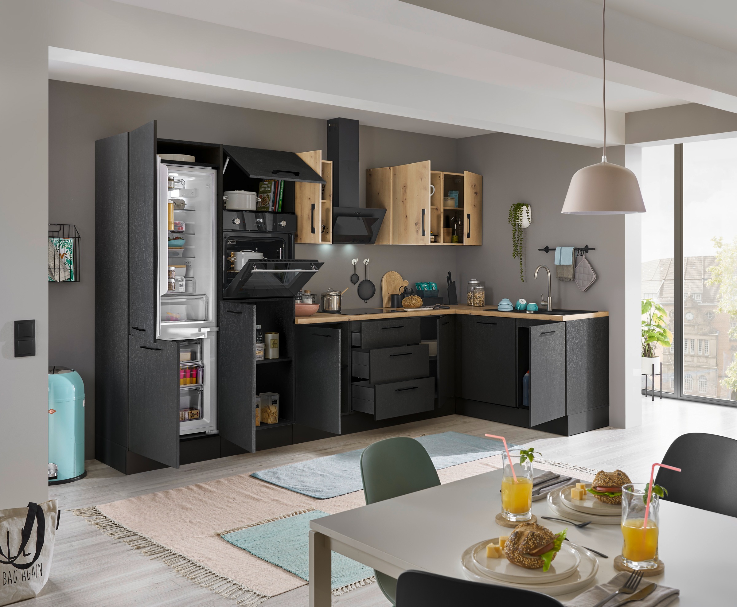 BASIC by Balculina Winkelküche »Turin«, Stellbreite 340x175 cm, wahlweise mit E-Geräten