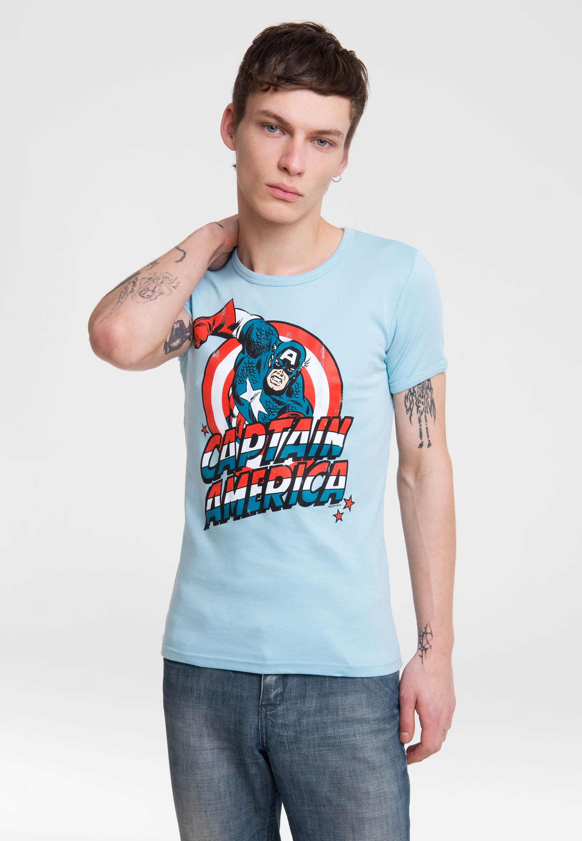 LOGOSHIRT T-Shirt »Captain America«, mit detailliertem Print