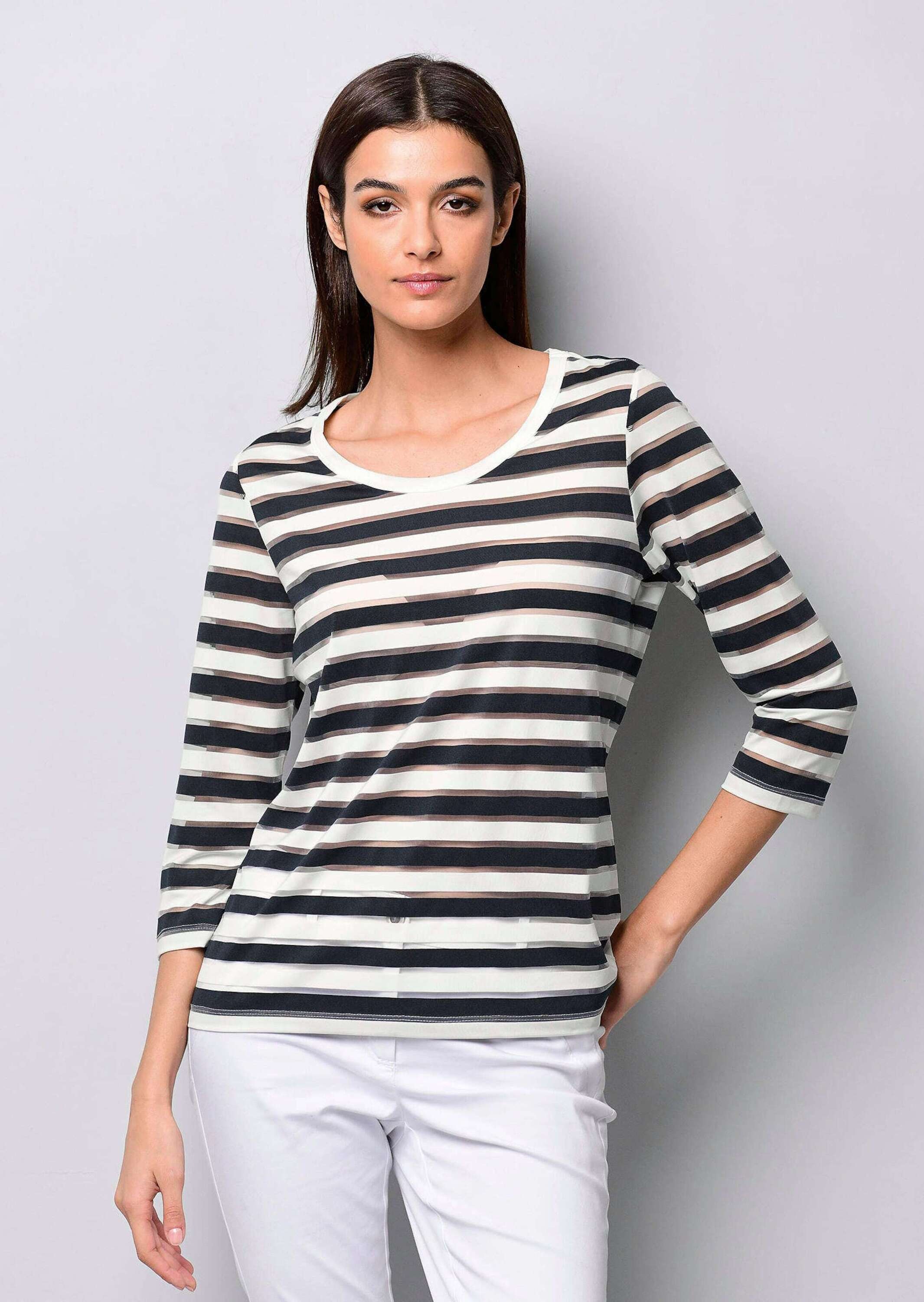 Thumbnail - Alba Moda Kurzarmshirt "Shirt Shirt mit transparenten Streifen"