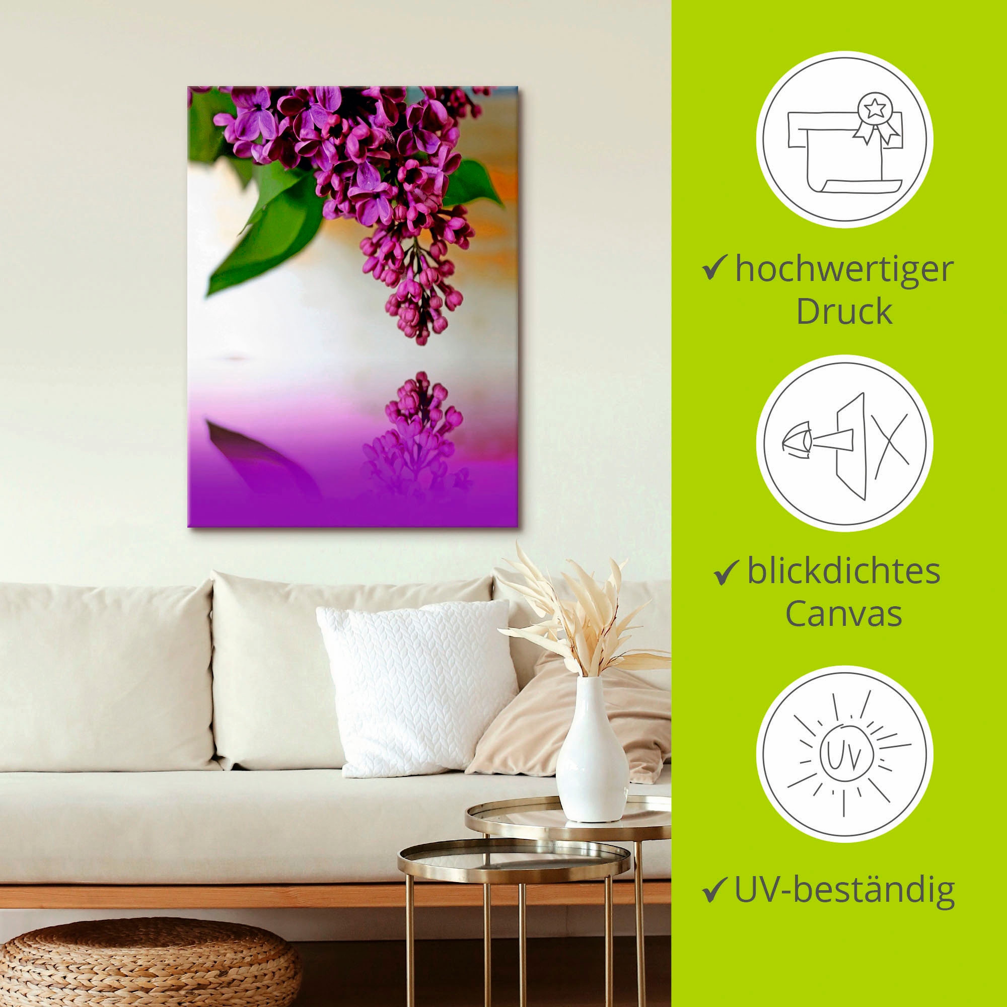 Artland Leinwandbild »Flieder«, Blumen, (1 St.), auf Keilrahmen gespannt