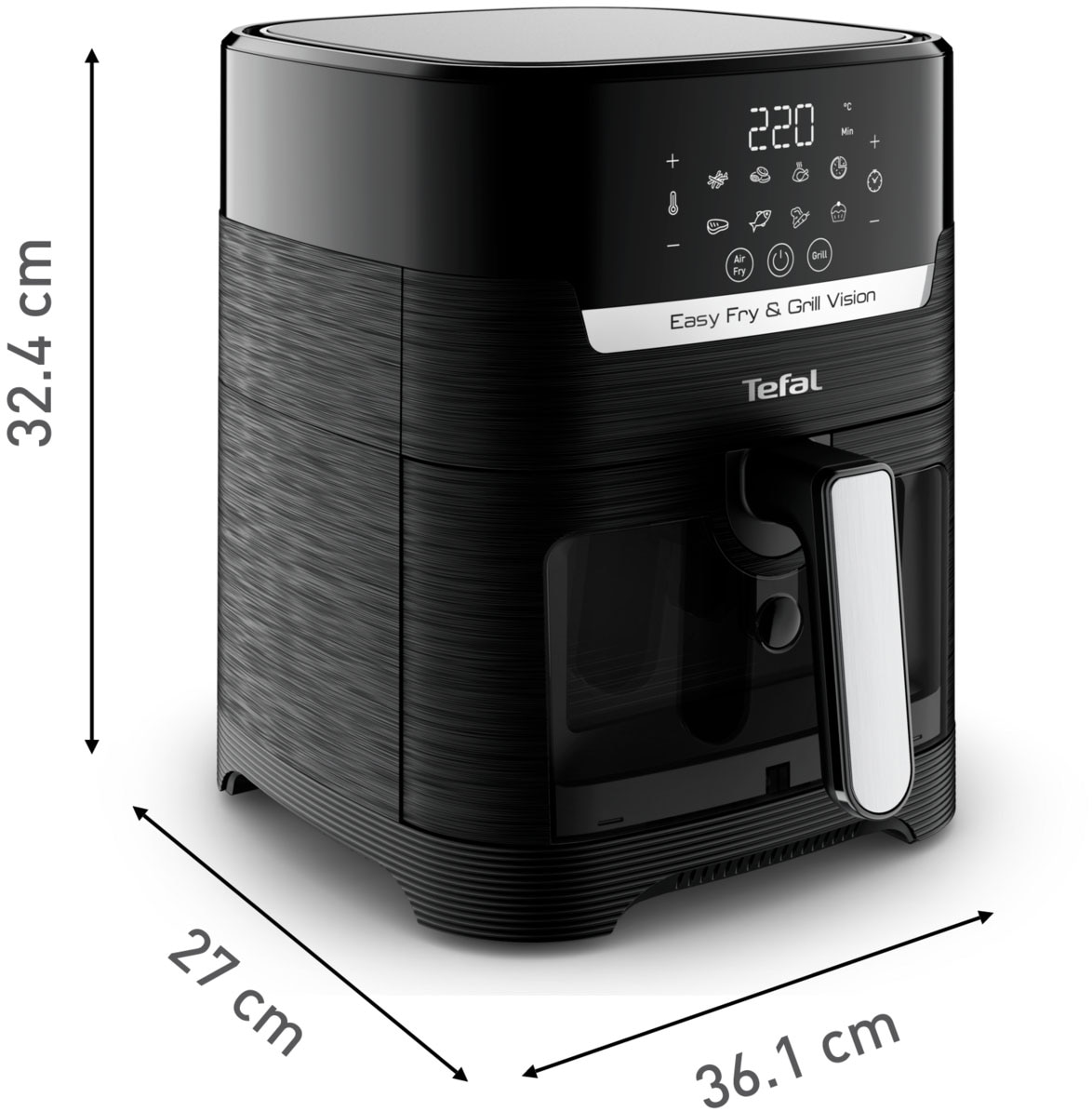 Tefal Heißluftfritteuse »Easy Fry & Grill Vision«, 1550 W, Sichtfenster, schnell & energiesparend, 8 Programme, EY5068