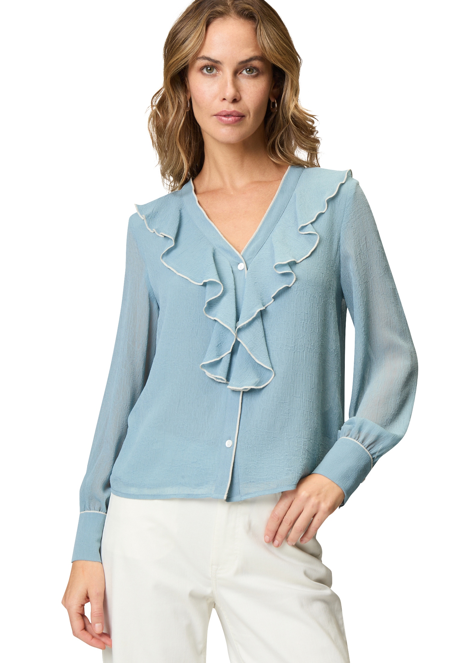 Zero Chiffonbluse "zero Damen Chiffonbluse mit Volants" günstig online kaufen