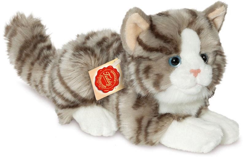 Kuscheltier Katze liegend, 20 cm