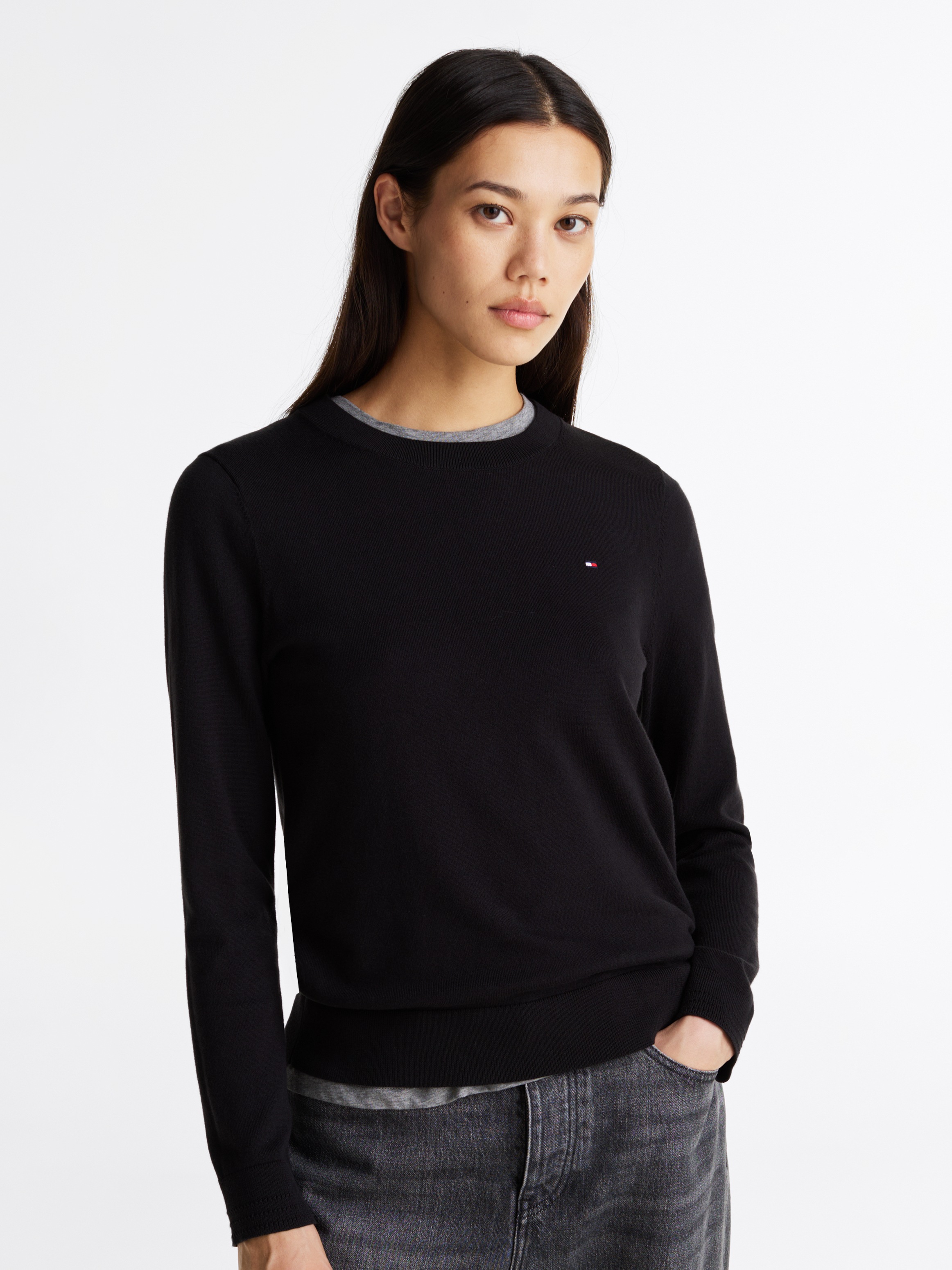 Tommy Hilfiger Rundhalspullover "CO JERSEY STITCH LS C-NK SWT", mit Logosti günstig online kaufen