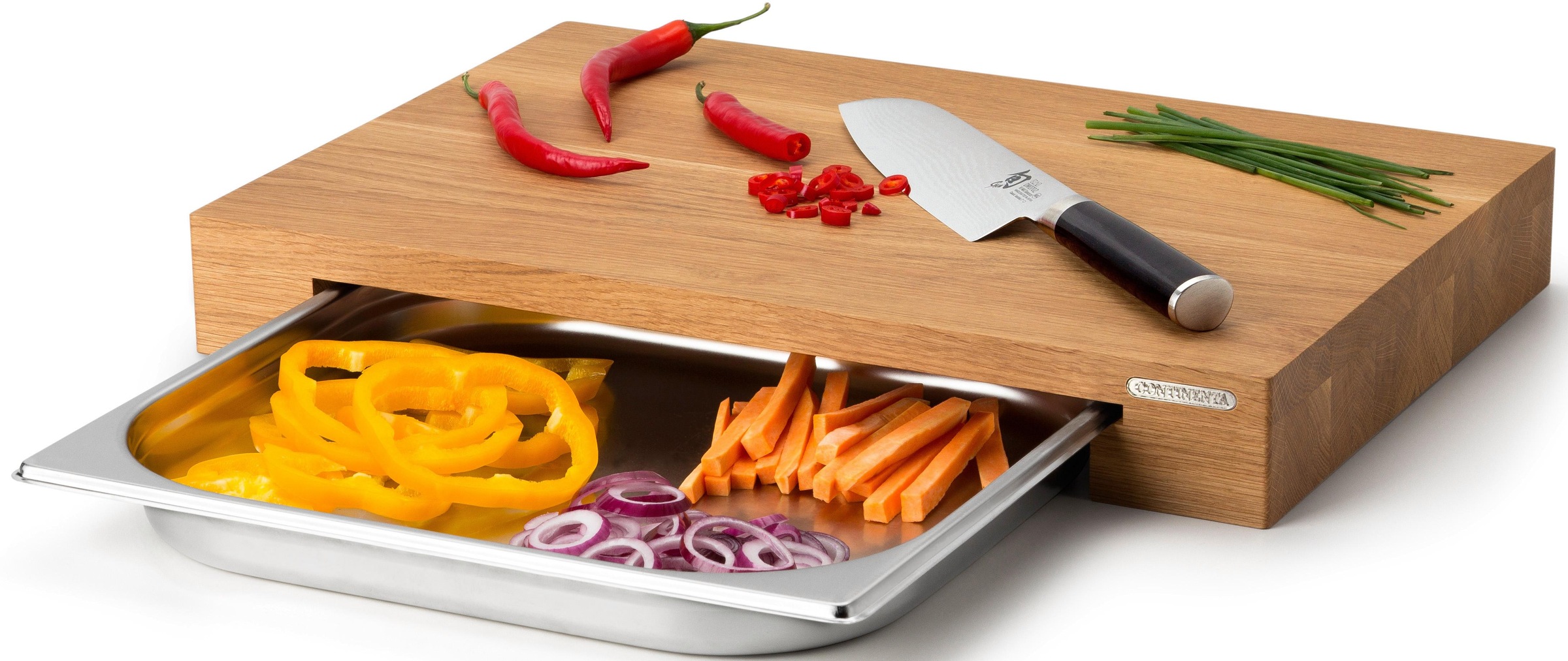 Continenta Schneidebrett "Eiche" mit Schublade günstig online kaufen