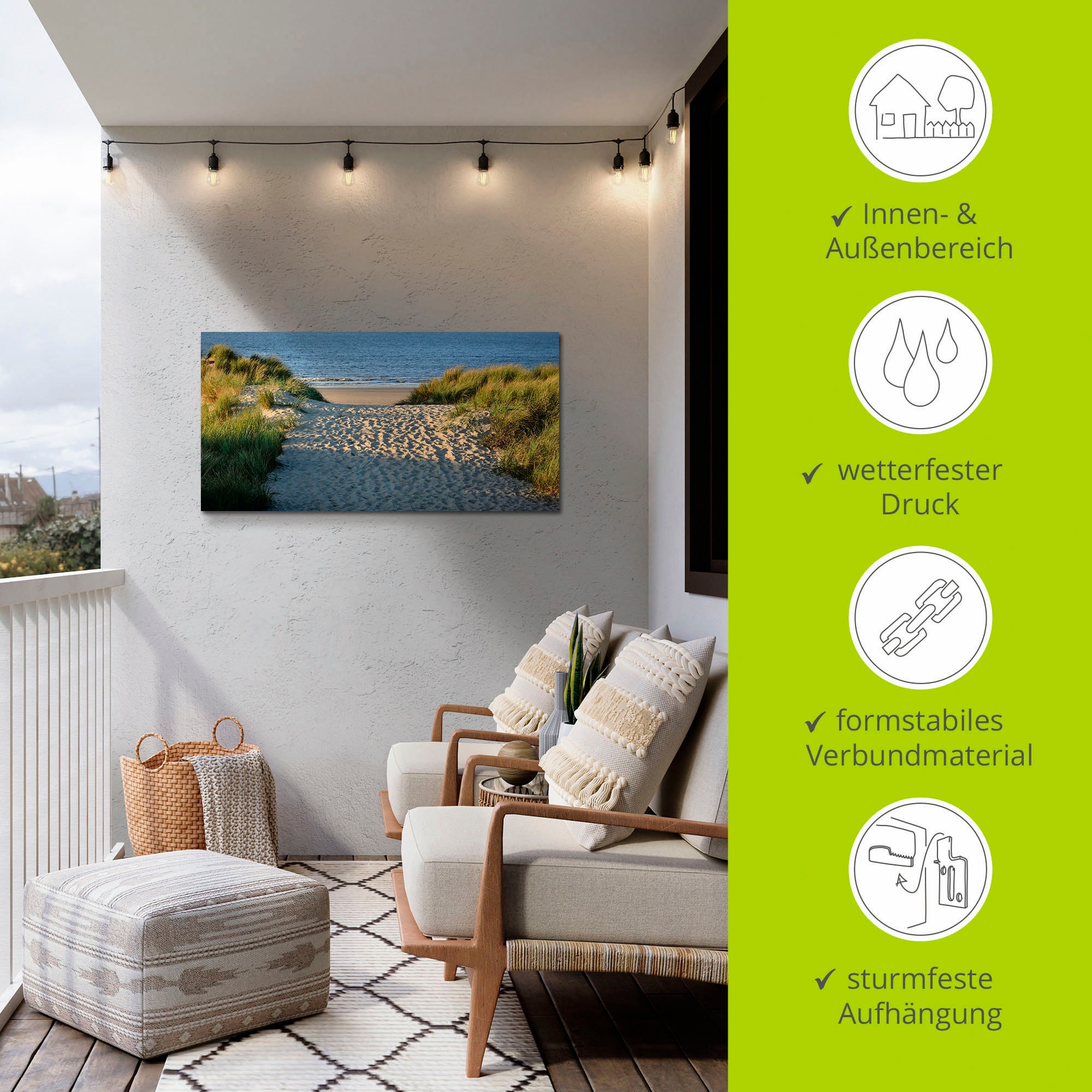 Artland Wandbild »Strandaufgang«, Strand, (1 St.), als Alubild, Outdoorbild, Leinwandbild, Poster, Wandaufkleber