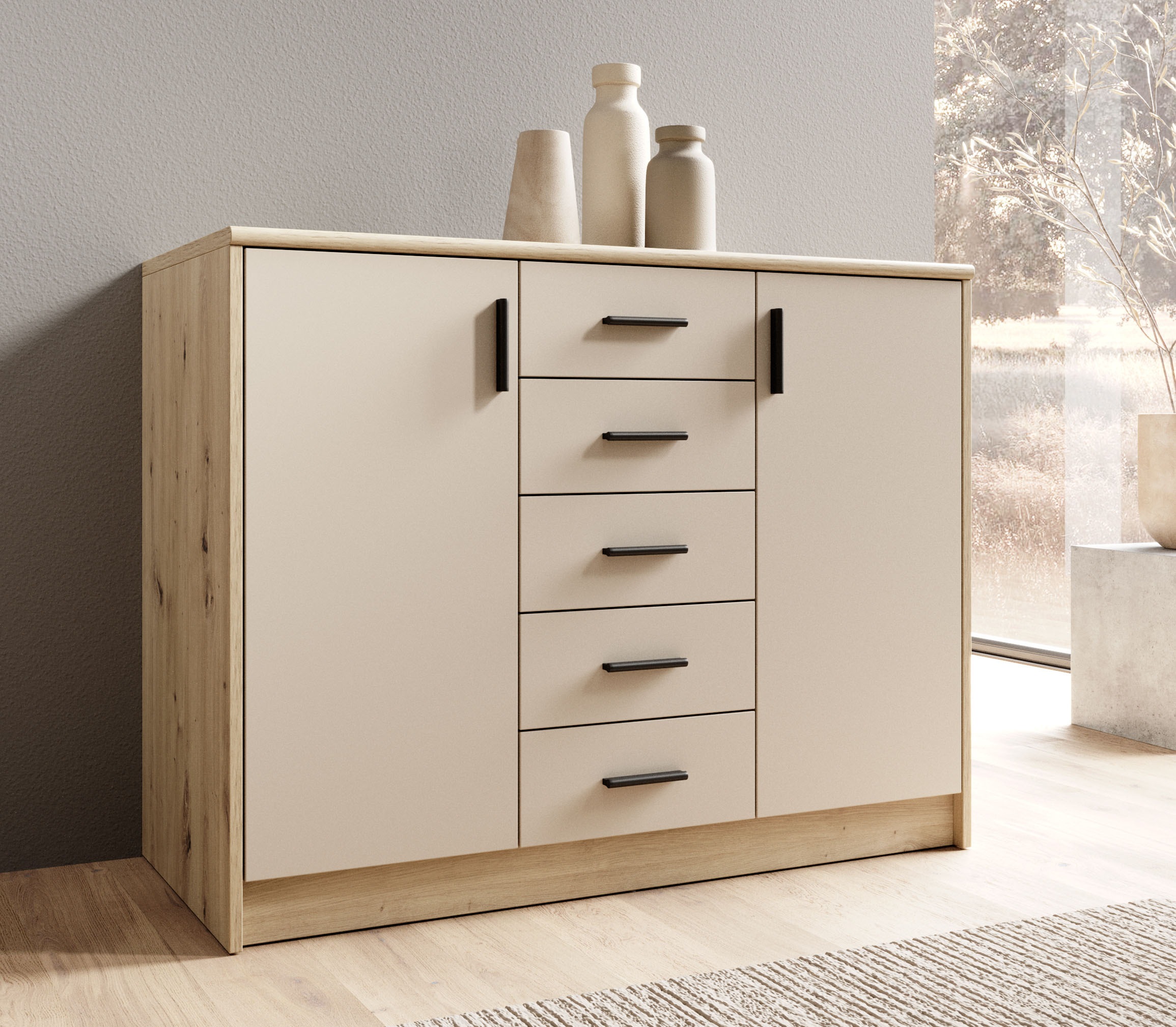HBZ Sideboard »Nelly Kommode, BxHxT 109x86x50cm«, (1 St.), Breite 109cm, Einlegeböden verstellbar, foliert