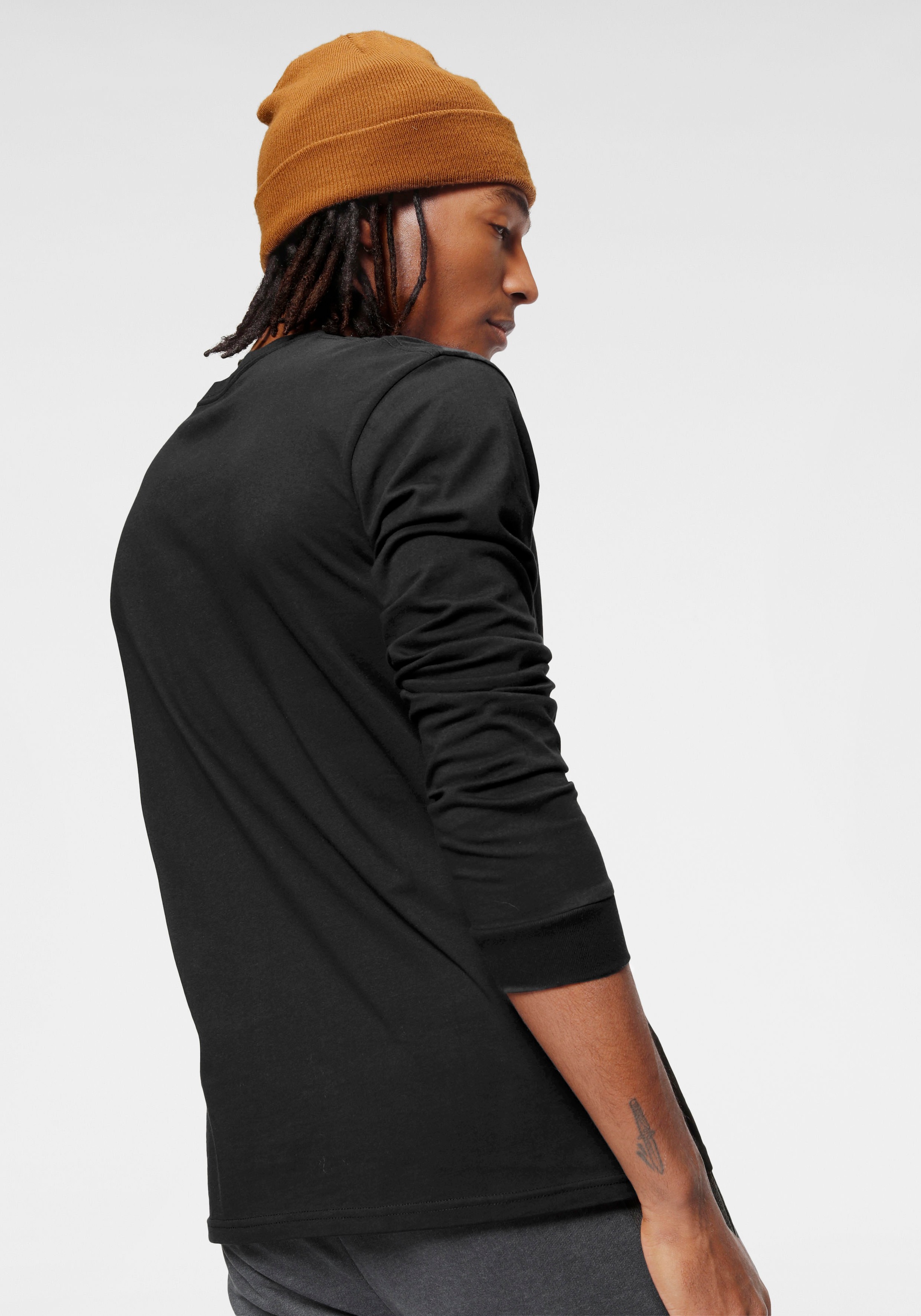 Langarmshirt LONSDALE "AYRSHIRE", Herren, Gr. S (44/46), bunt (schwarz, khaki), Single Jersey, Obermaterial: 100% Baumwolle, unifarben, Rundhals, Shirts Langarmshirt 3