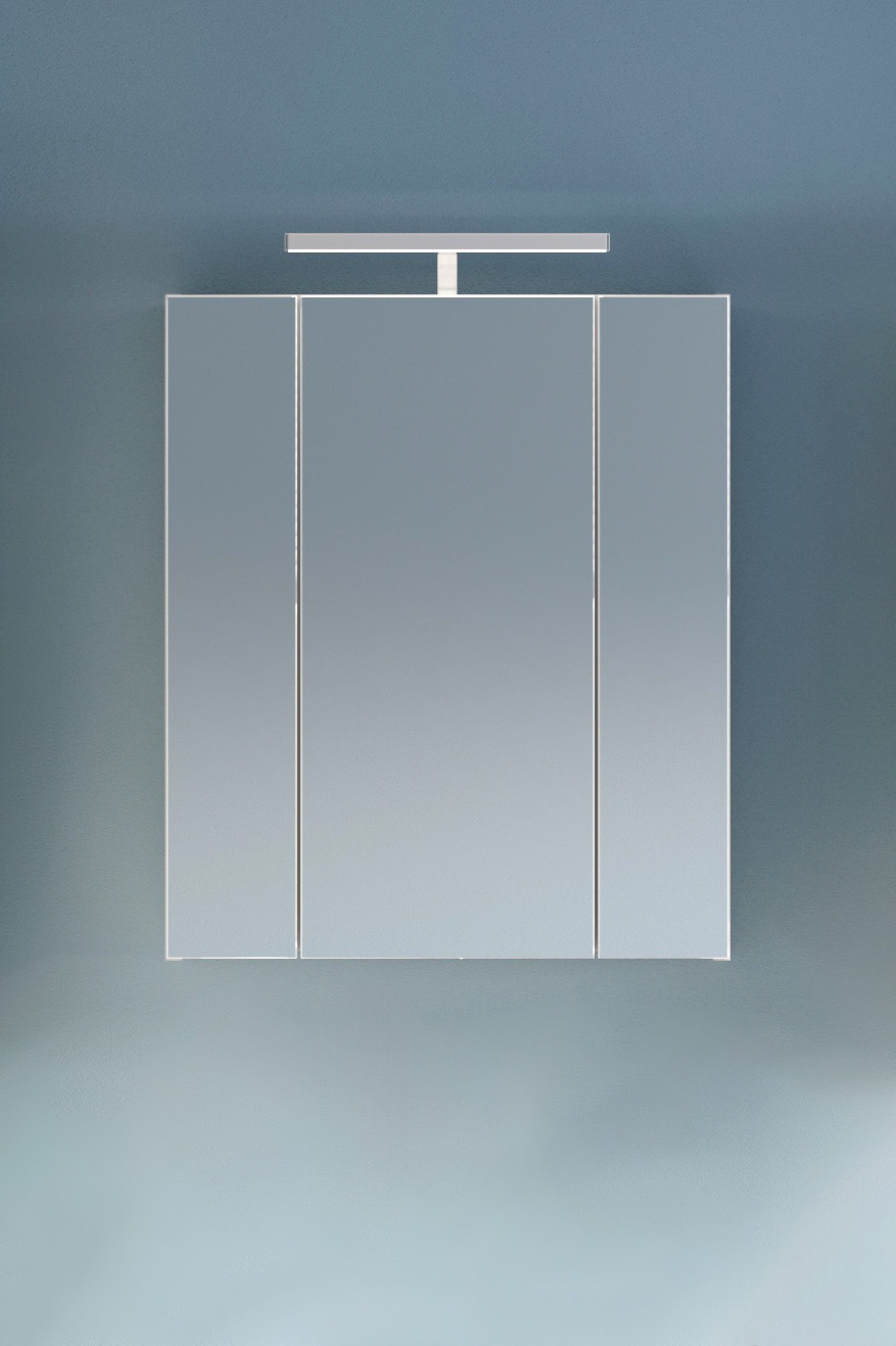 INOSIGN Badezimmerspiegelschrank »Malmö, Breite 60 cm, inkl. LED Beleuchtung, 3 Spiegeltüren, 9 Fächer«, in verschiedenen Farben erhältlich, Badmöbel, Spiegel, Badschrank, Bad