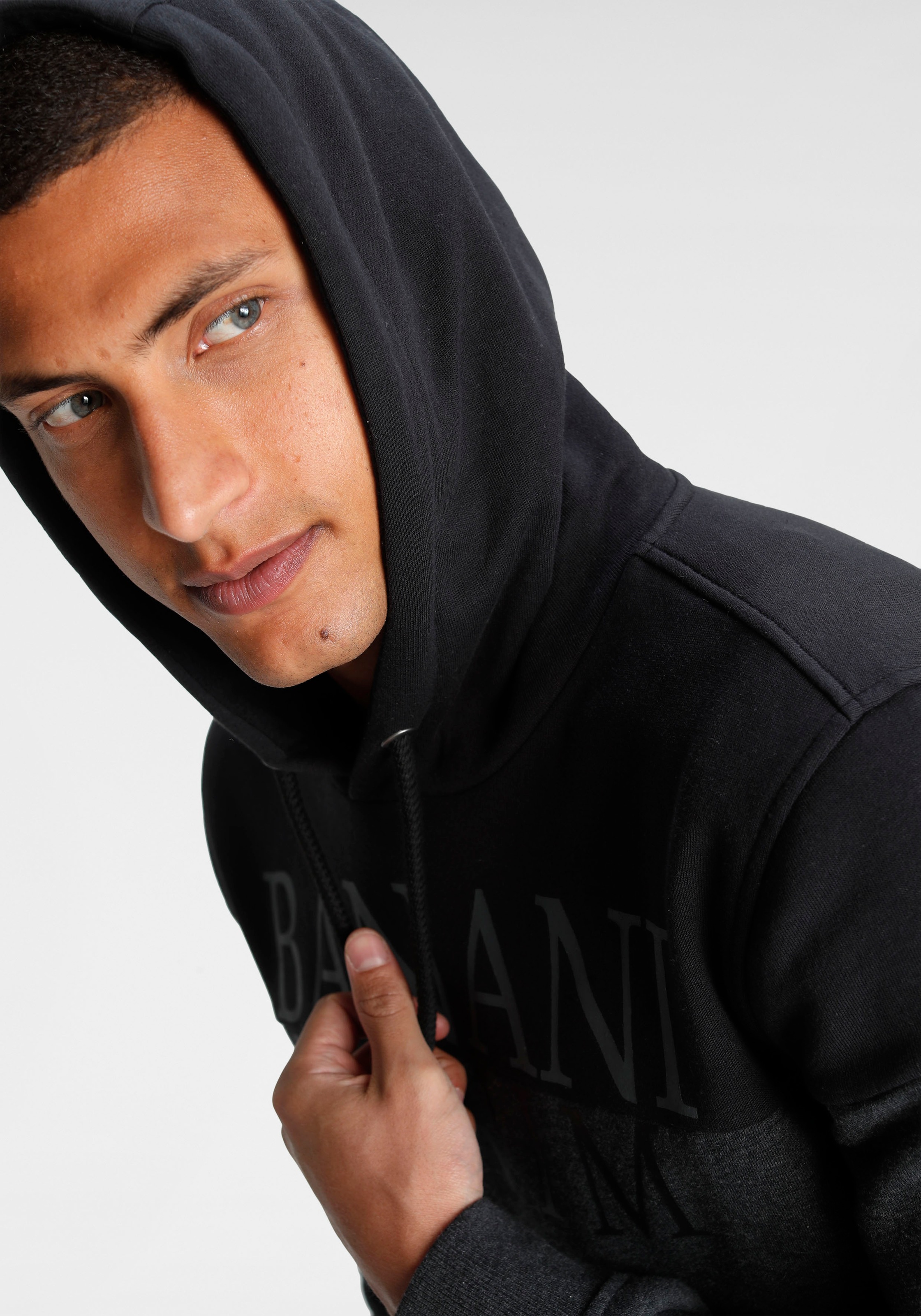 Bruno Banani Kapuzensweatshirt, Langarm, bedruckt und meliert, aus Baumwollmischung