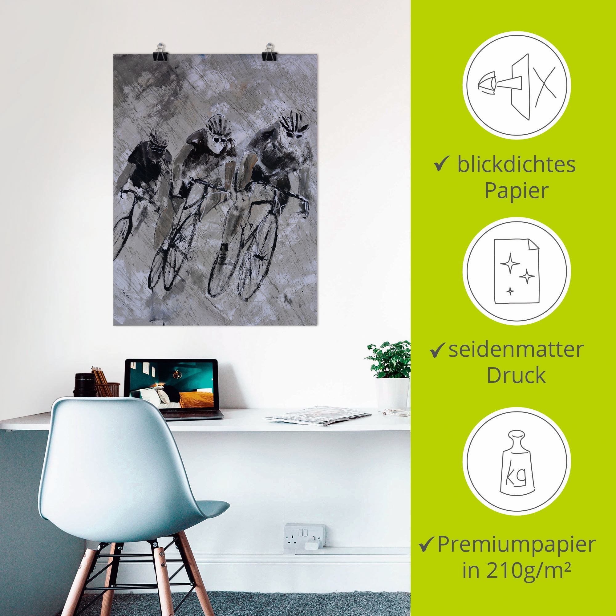 Artland Wandbild »Fahrrad fahren im Regen«, Fahrräder, (1 St.), als Alubild, Outdoorbild, Leinwandbild, Poster in verschied. Größen