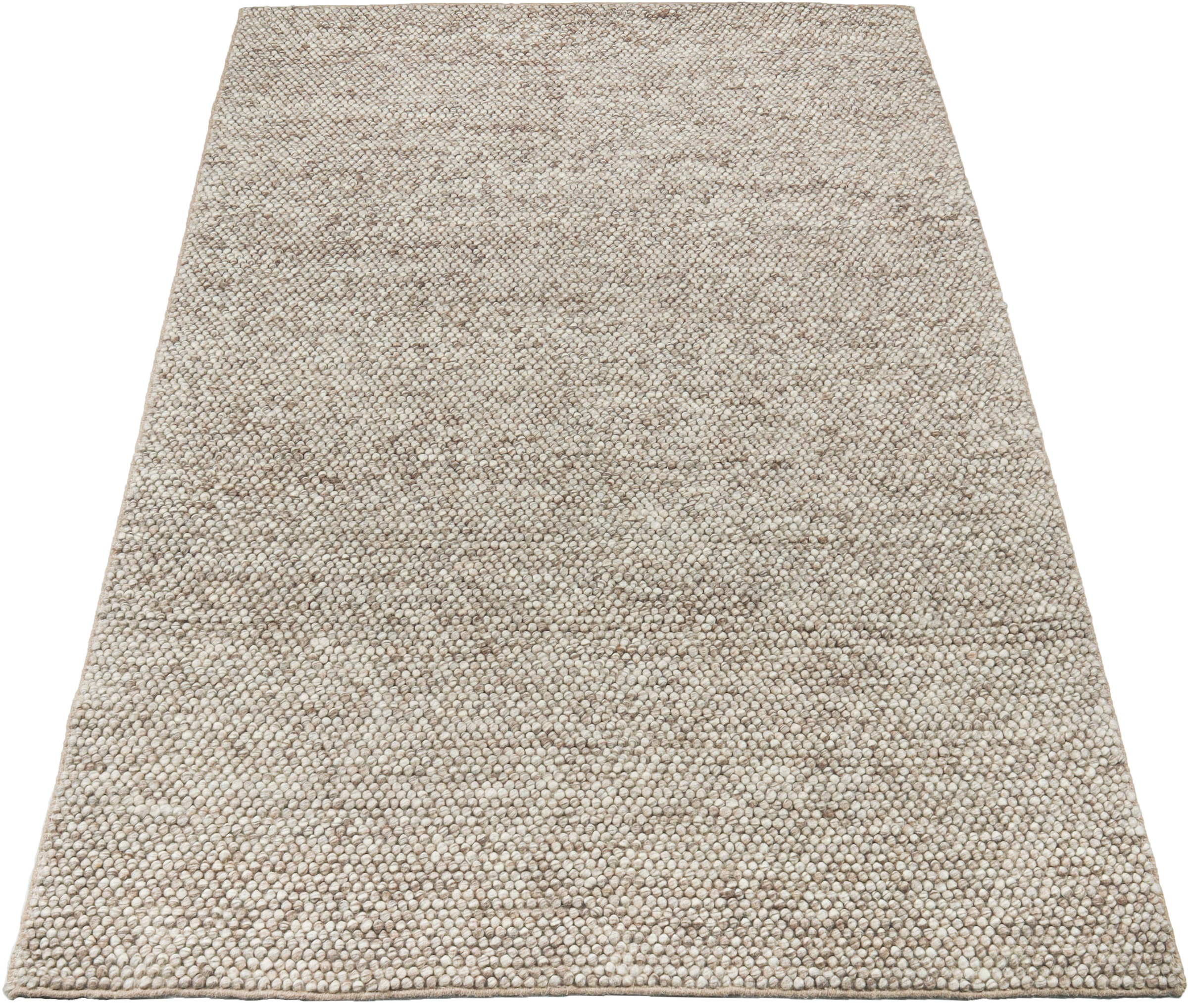 Wollteppich MY HOME, B:80cm H:14mm L:150cm, beige, Wolle, Wohnzimmer, Teppiche, "Wolly, Wolle", handgewebt, Handweb Teppiche, Wohnzimmer,