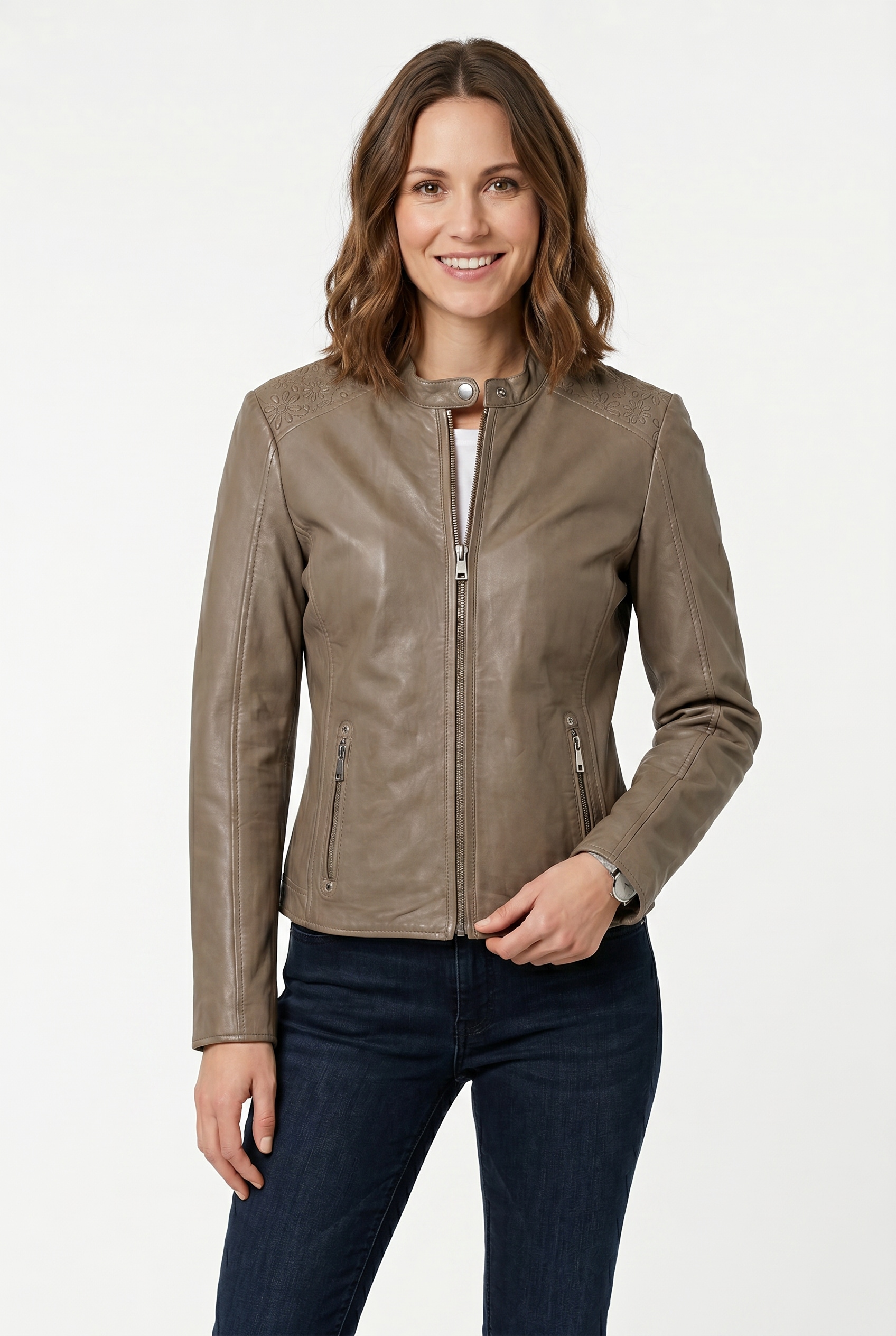 Mauritius Lederjacke "MWMabou" Bikerjacke mit dekorativer Schulterpartie