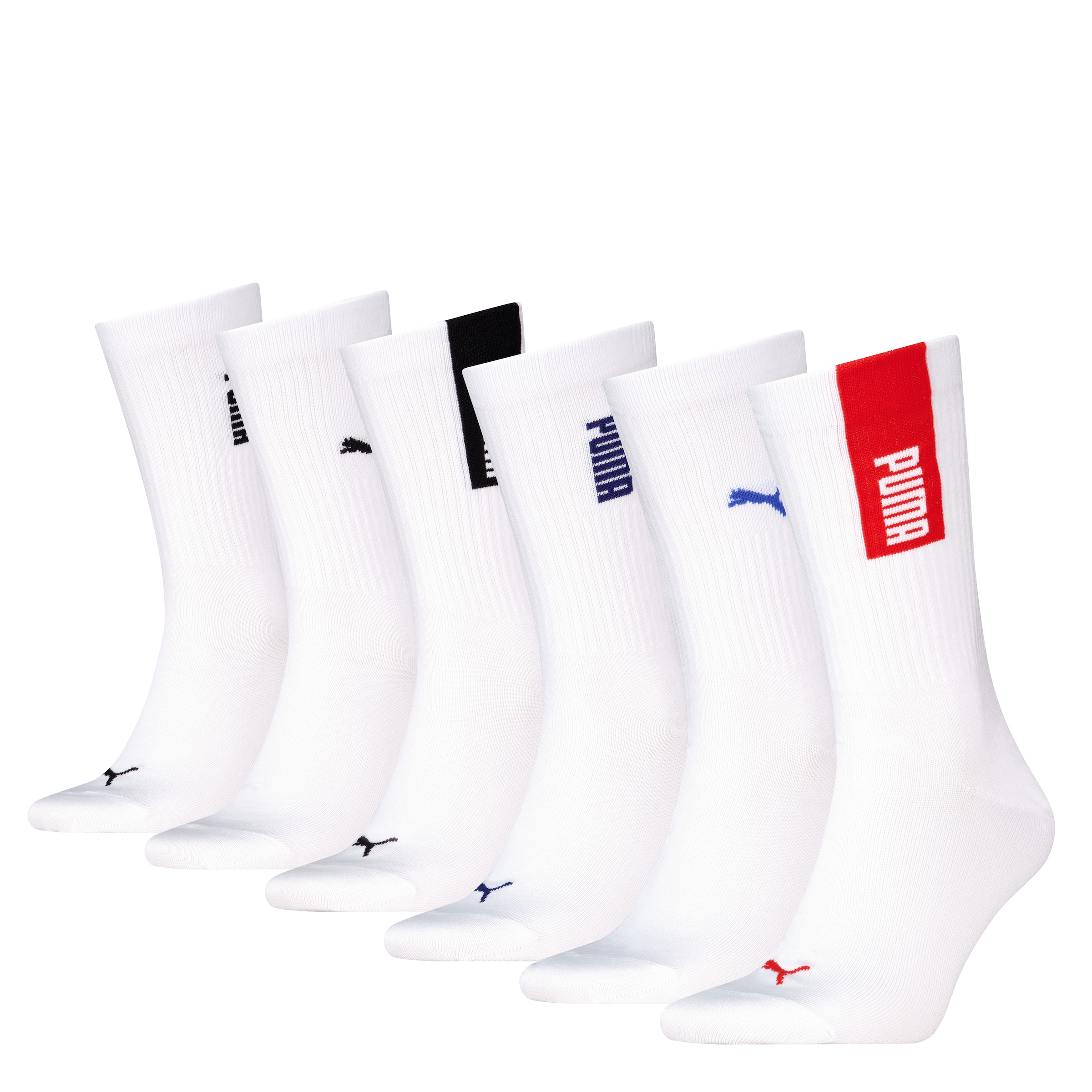 PUMA Socken 6 Paar tlg. mit Rippenbündchen, Logo und Schriftzug günstig online kaufen