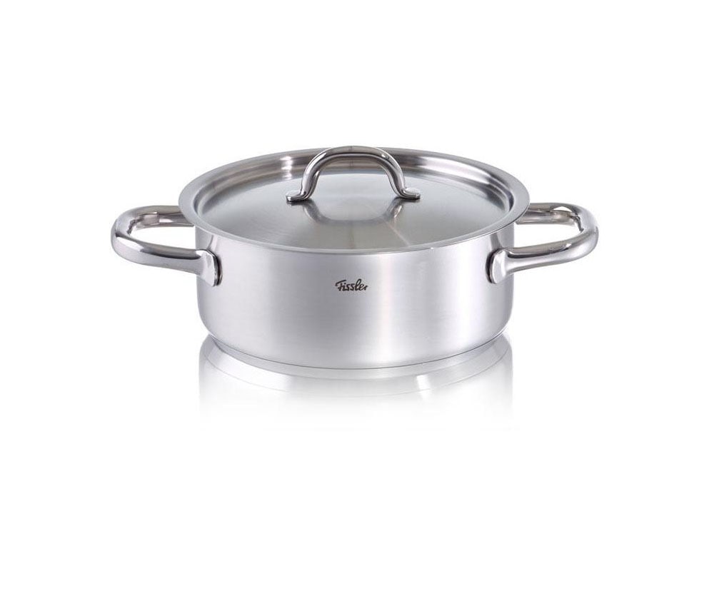 Fissler Topf-Set »Family Line«, Edelstahl 18/10, (Set, 9 tlg., 1 Bratentopf 20 cm, je 1 Kochtopf 16/20/24 cm, 1 Stielkasserolle 16cm), extra breiter Schüttrand