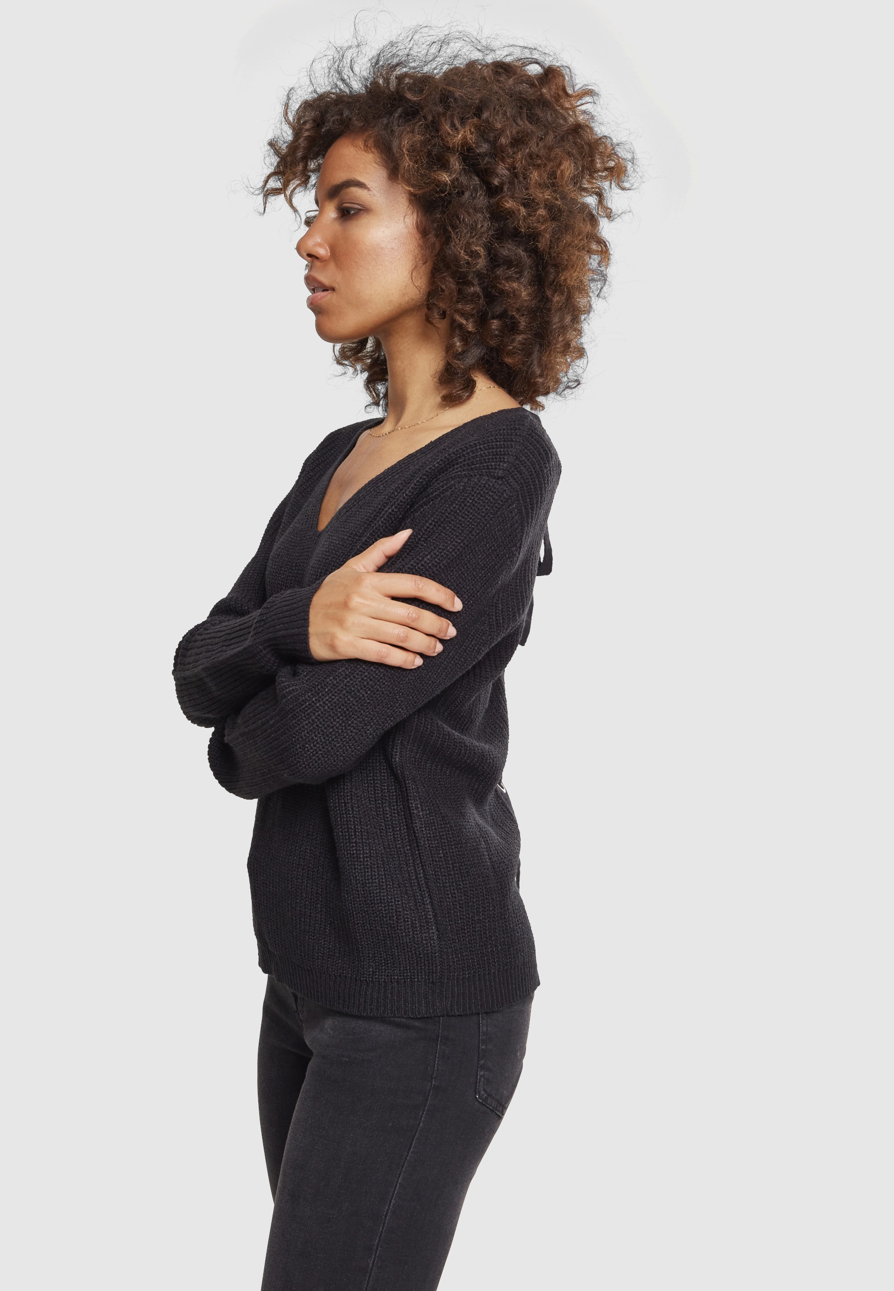 URBAN CLASSICS Sweatshirt »Urban Classics Damen Ladies Back Lace Up Sweater«, 1 Stk.
