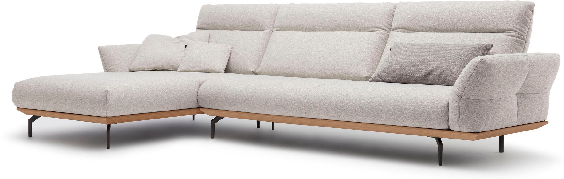 Creation BY ROLF BENZ Ecksofa »CR.460«, Sockel in Eiche, Winkelfüße in Umbragrau, Breite 338 cm