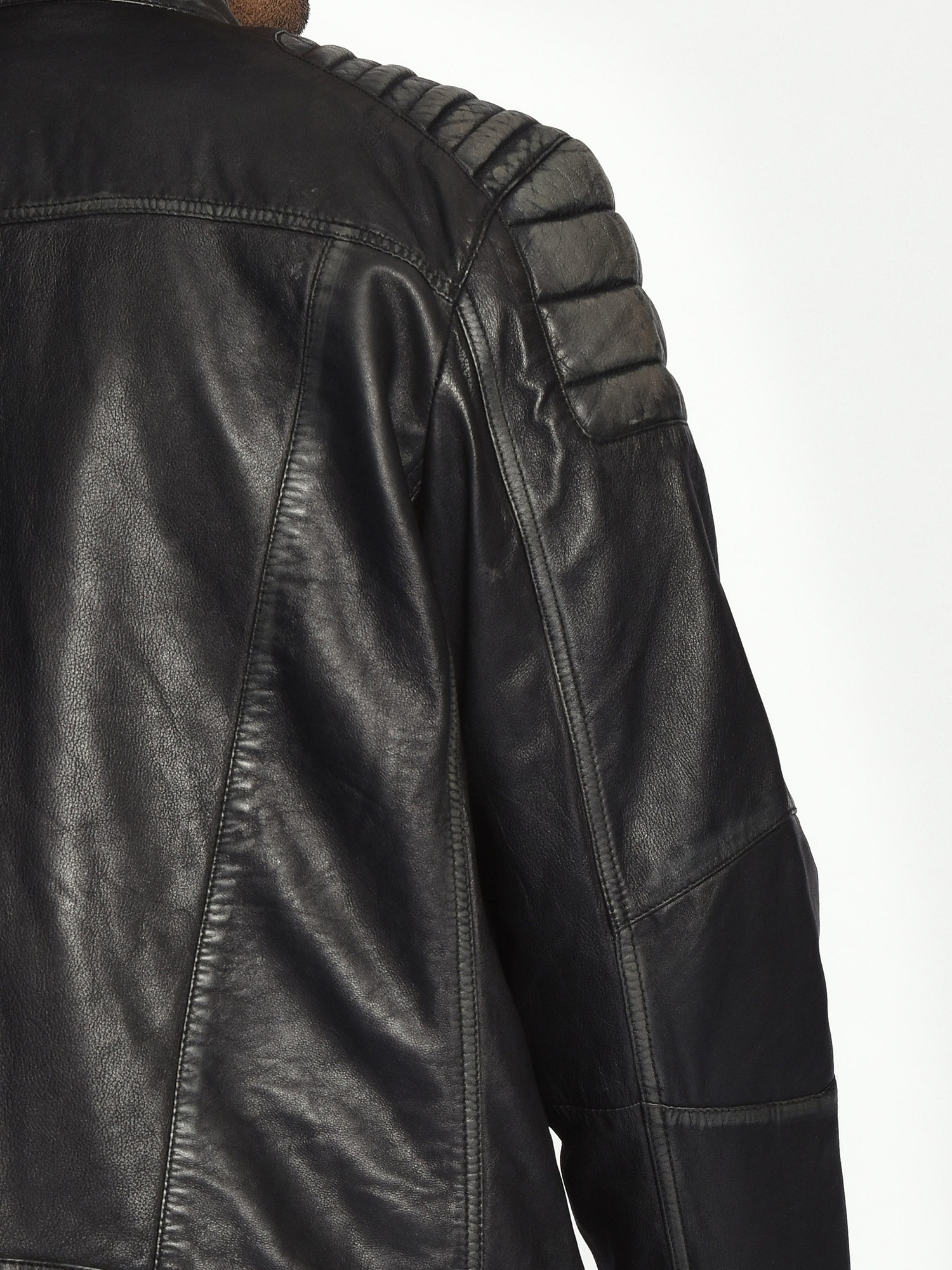 Lederjacke MUSTANG "Whyte", Herren, Gr. S, schwarz, Obermaterial: 100% Lammleder; Innenfutter: 100% Baumwolle; Ärmelfutter: 100% Polyester, ohne Bündchen, Jacken 3