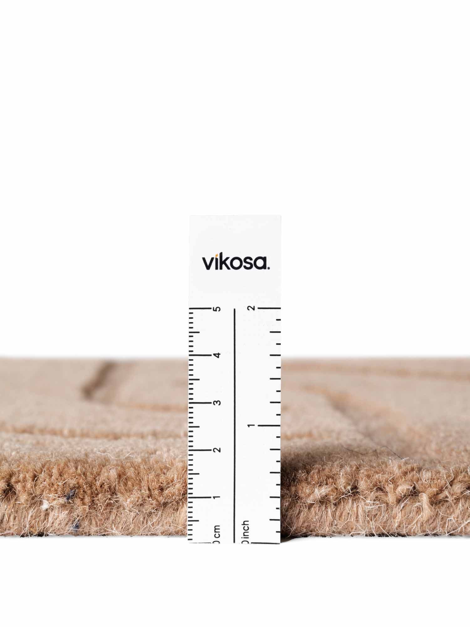 vikosa Wollteppich »Arcura« rund 15 mm Höhe Wolle Handgemacht, Hoch-Tief-Effekt, Geometrisches Linien Wellendesign