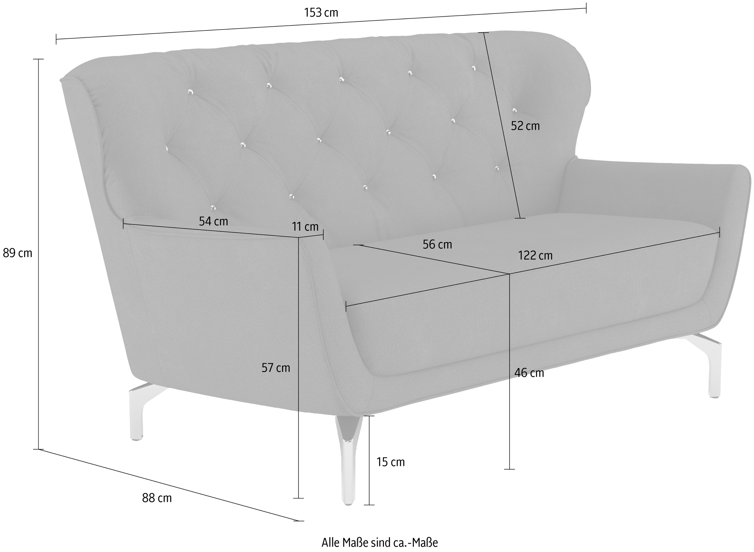 sit&more 2-Sitzer »Orient 3«, inkl. 2 Zierkissen mit Strass-Stein, goldfarbene Metallfüße