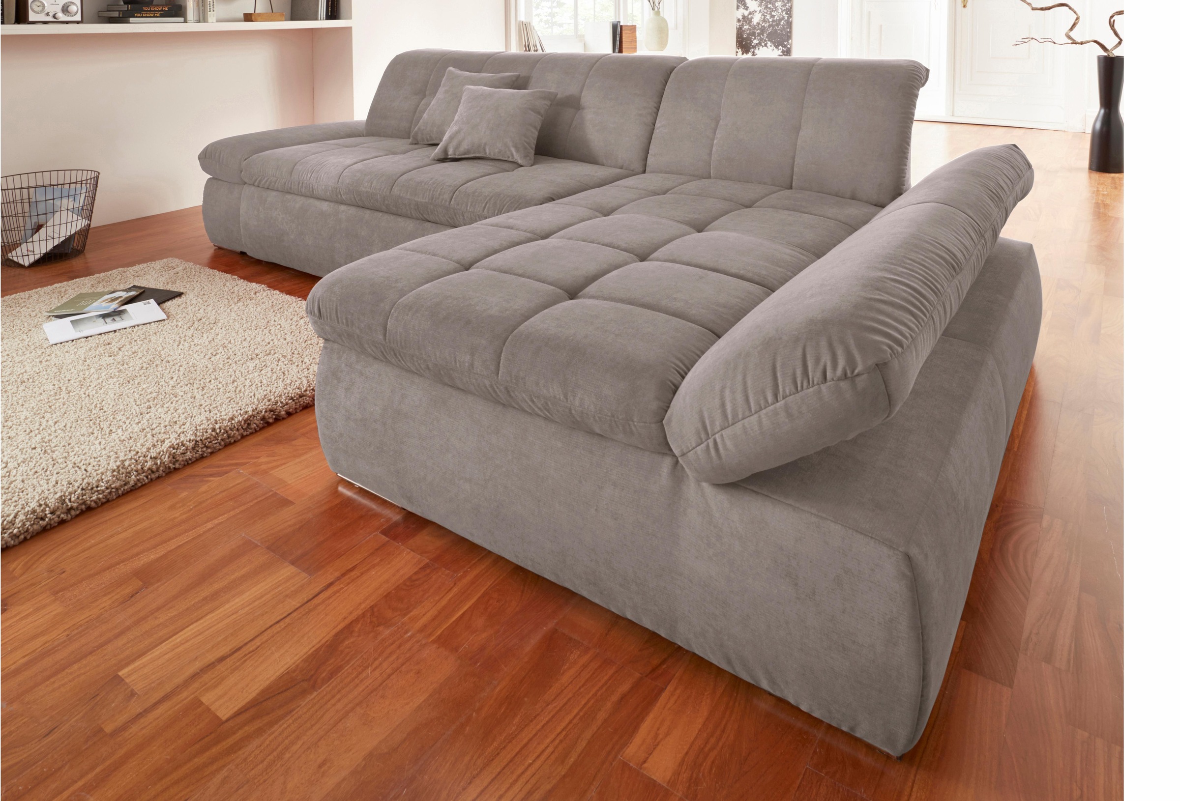 DOMO collection Ecksofa "NMORIC XXL, 300x172x80cm, viel Platz, bequem, L-Form" wahlweise mit Bettfunktion und Armlehnverstellung