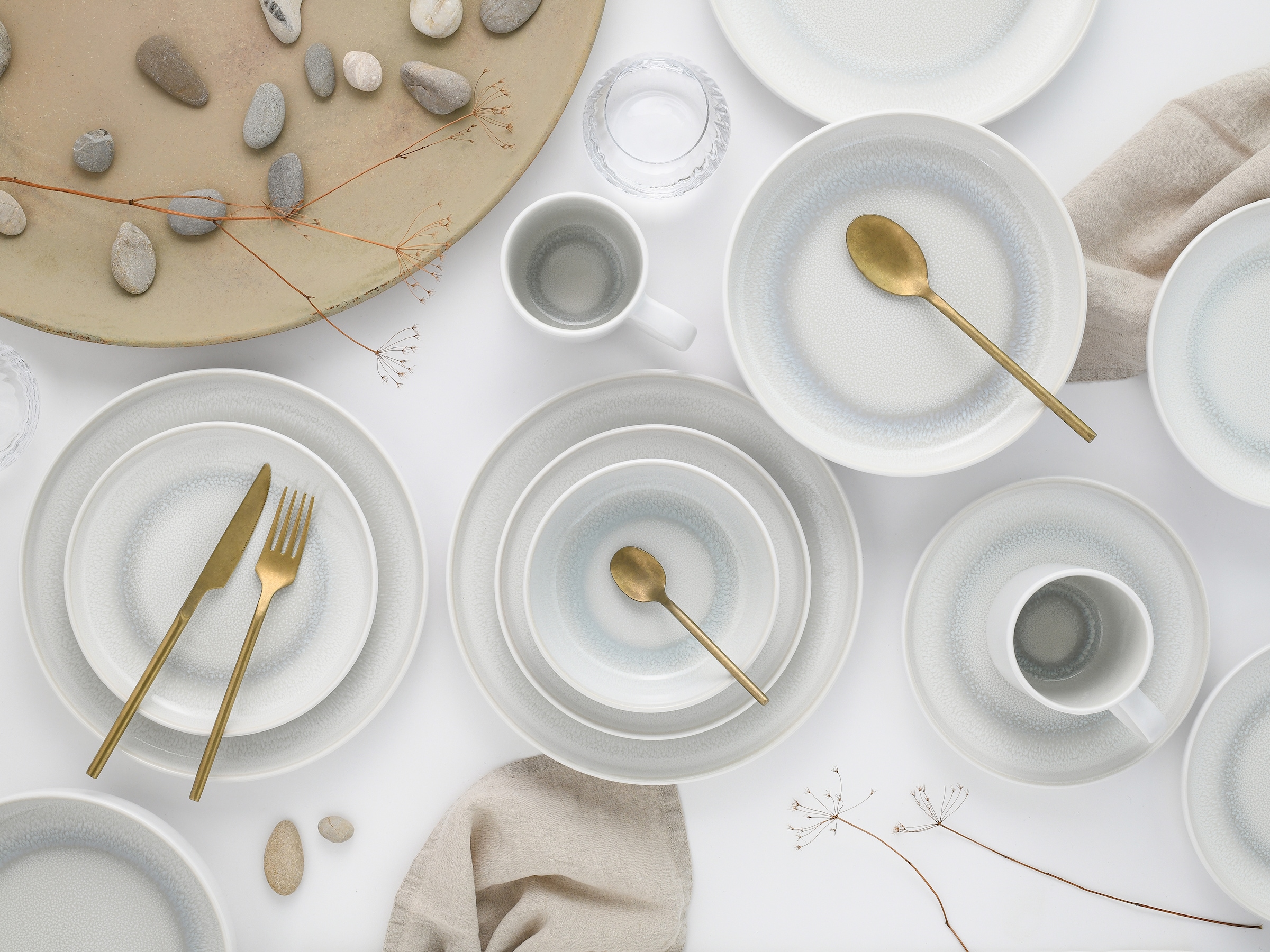 CreaTable Kombiservice »Nordic Fjord, Service, 16-tlg.« Skandinavisches Design, Reativglasur
