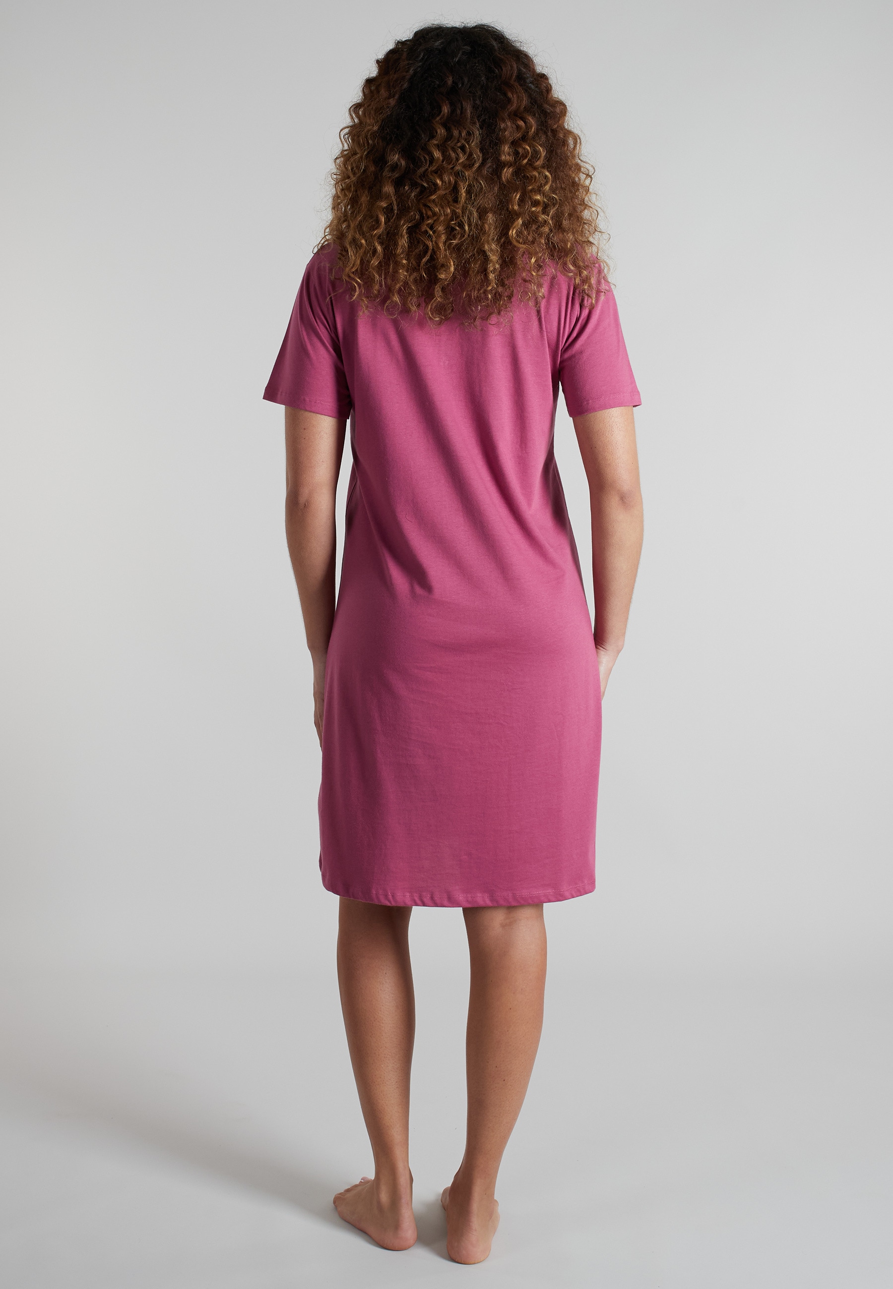 GÖTZBURG Nachthemd knielang, Kurzarm, mit Knopfleiste, Rundhalsausschnitt, Baumwolle