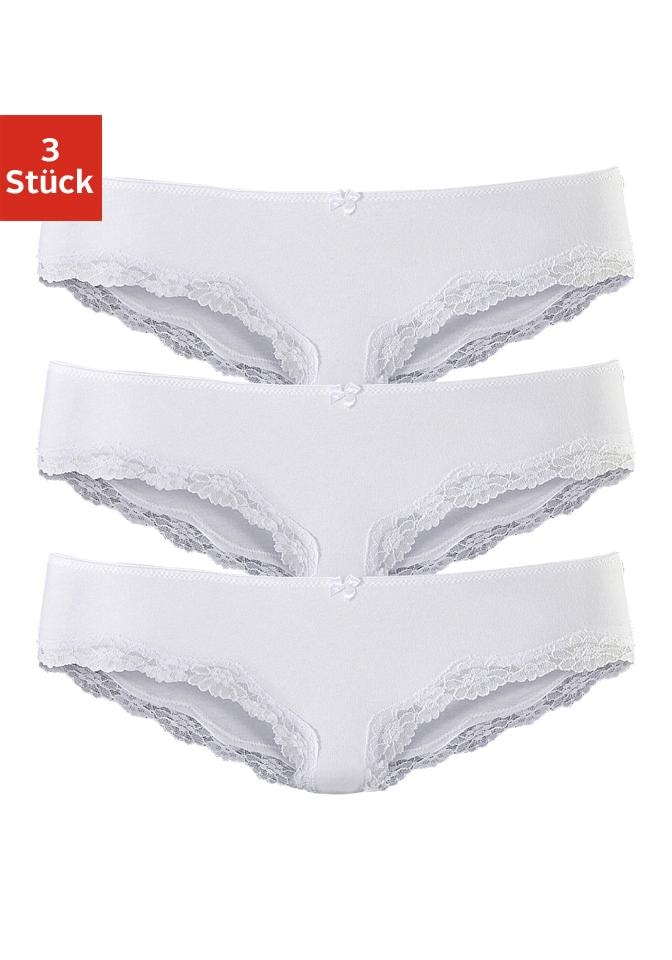 online St.), Spitze mit aus bestellen LASCANA elastischer Slip, (Packung, Baumwolle 3 BAUR zarter |