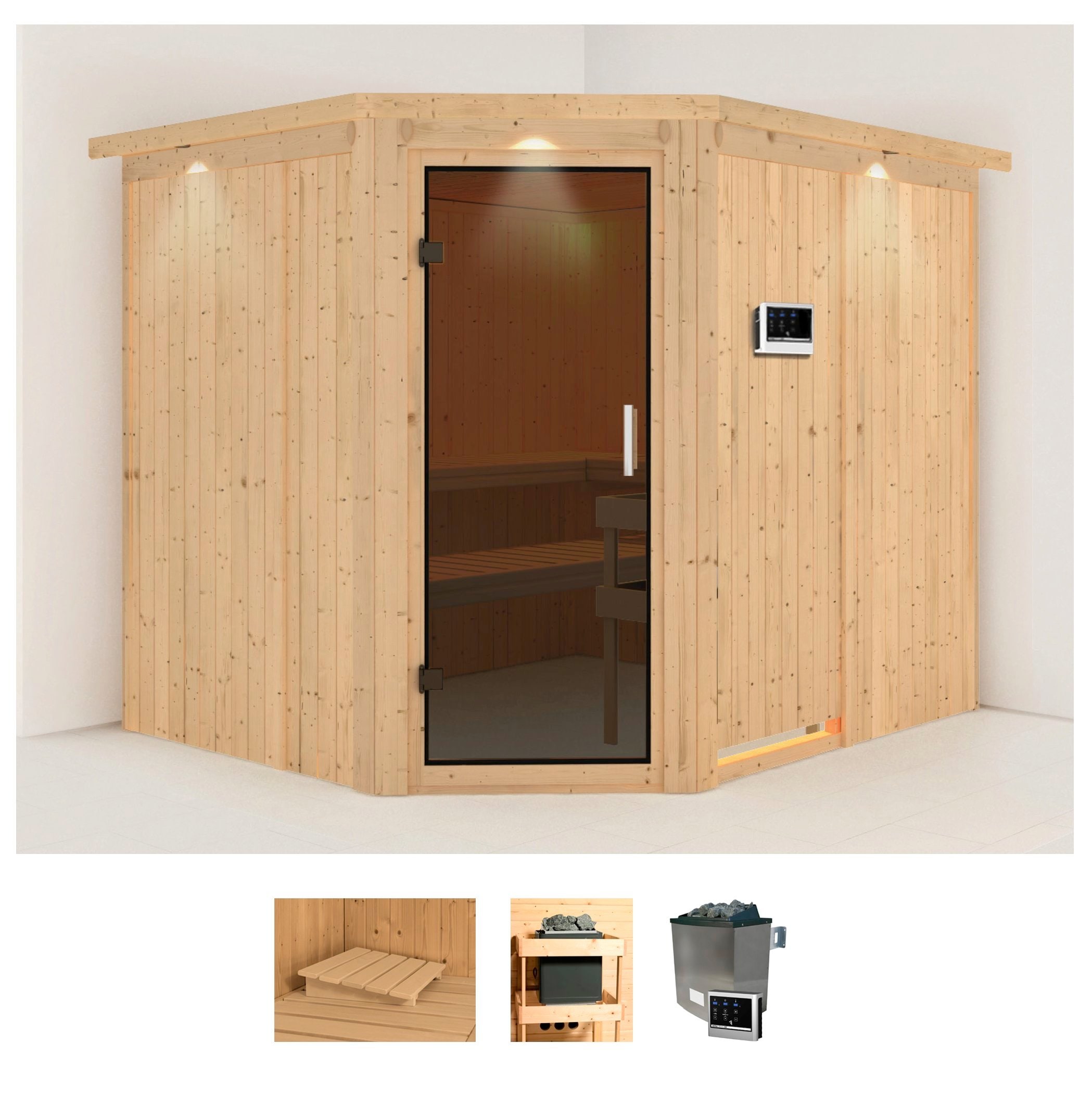 KARIBU Sauna "Marit", Saunaofen, externe Steuerung, 9 kW, beige, Saunen, Ofen 9 KW externe Strg easy