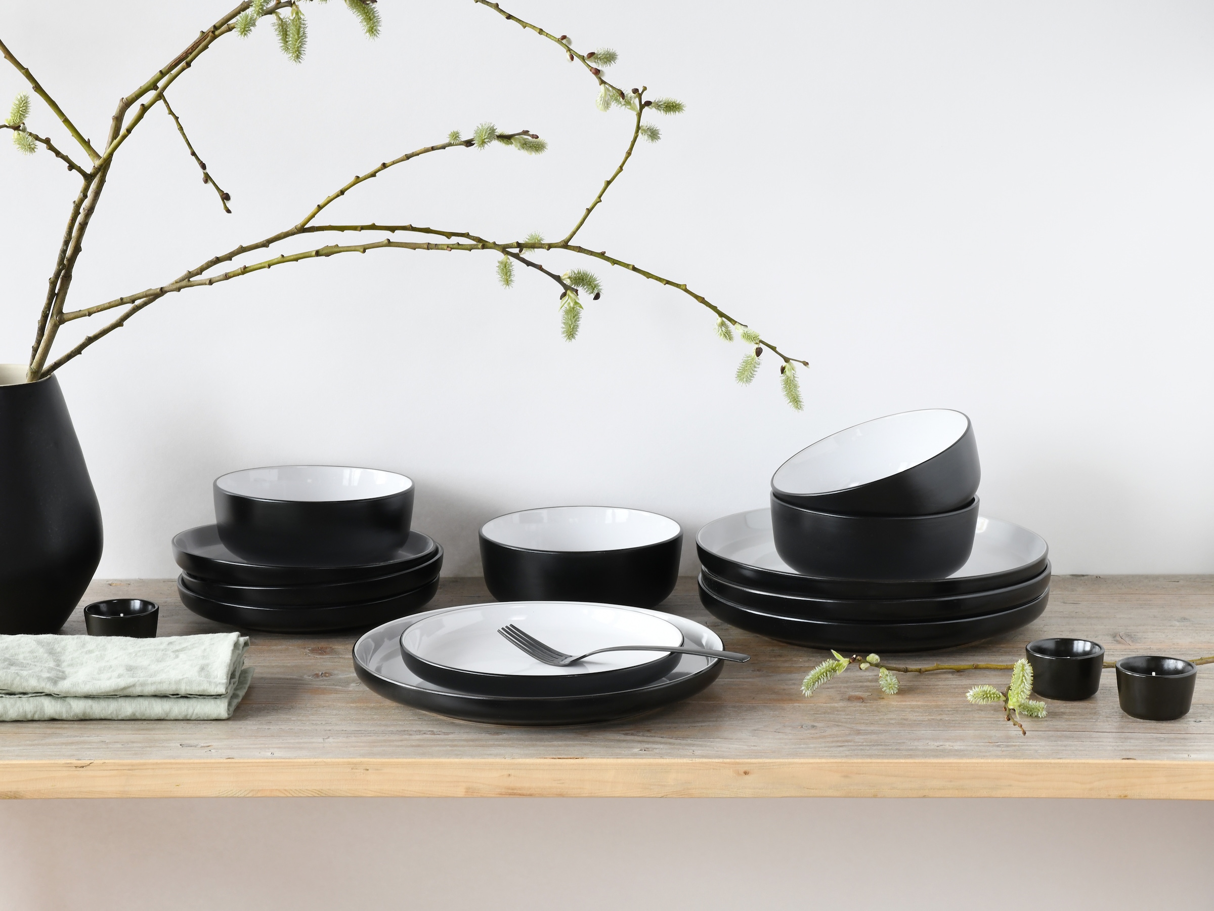 CreaTable Teller-Set »Nordic Cool Black, Tellerset 12-tlg«, (Set, 12 tlg.), Scandi-Style