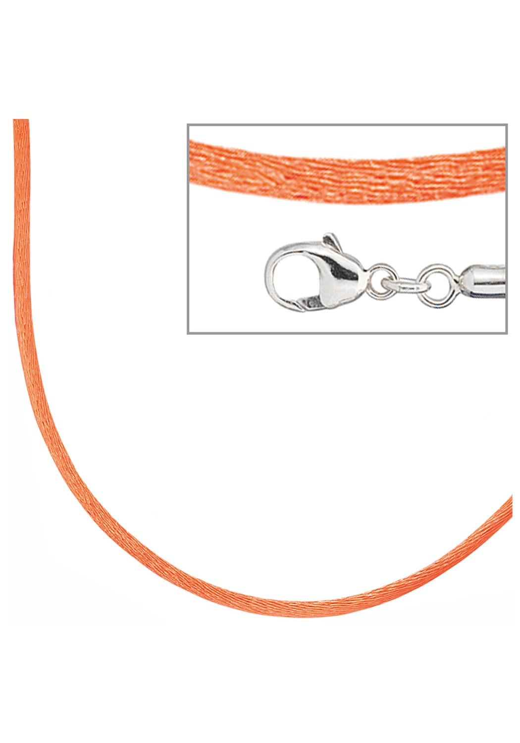 JOBO Kette ohne Anhänger, Seidenkette orange 42 cm