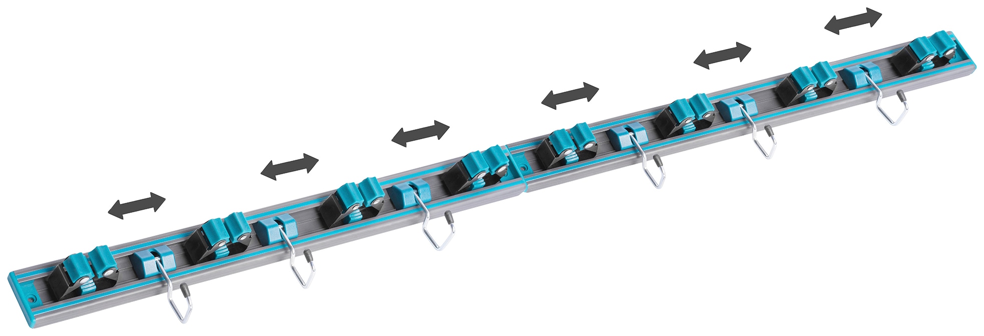 UPP Gartengerätehalter, Leiste mit 4 Gerätehalter und 3 Stahlhaken