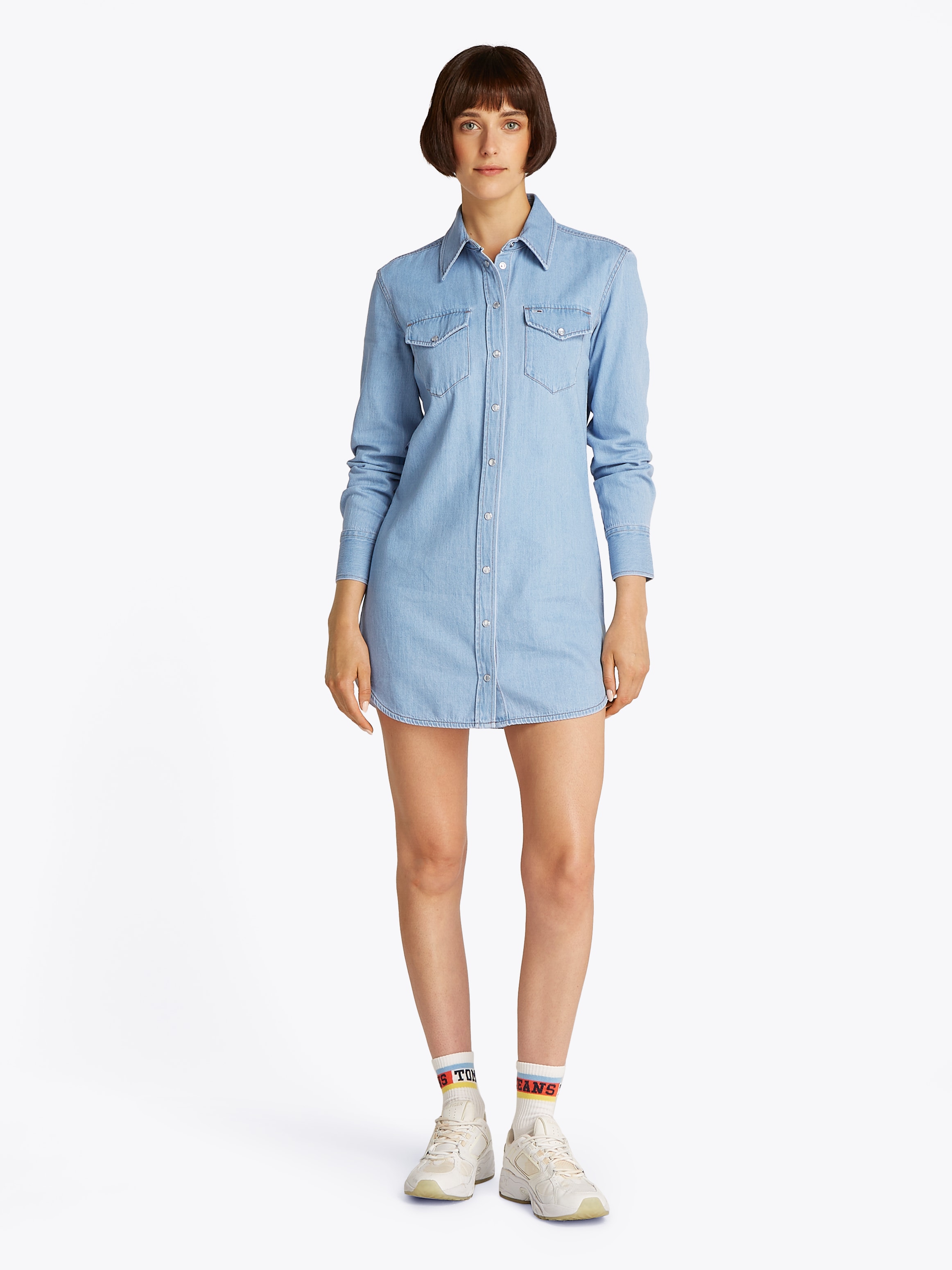 Tommy Jeans Hemdblusenkleid »REGULAR SHIRT DRESS EXT«, mit Brusttaschen, Logostickerei