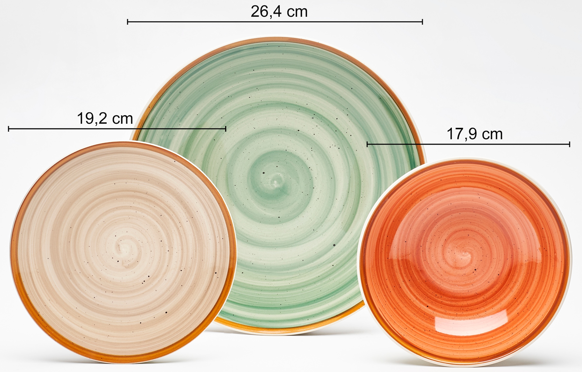 van Well Kombiservice »Geschirr-Set Magnifica, 16-teilig« rund, orange/grün/blau/taupe, spülmaschinen- und mikrowellengeeignet