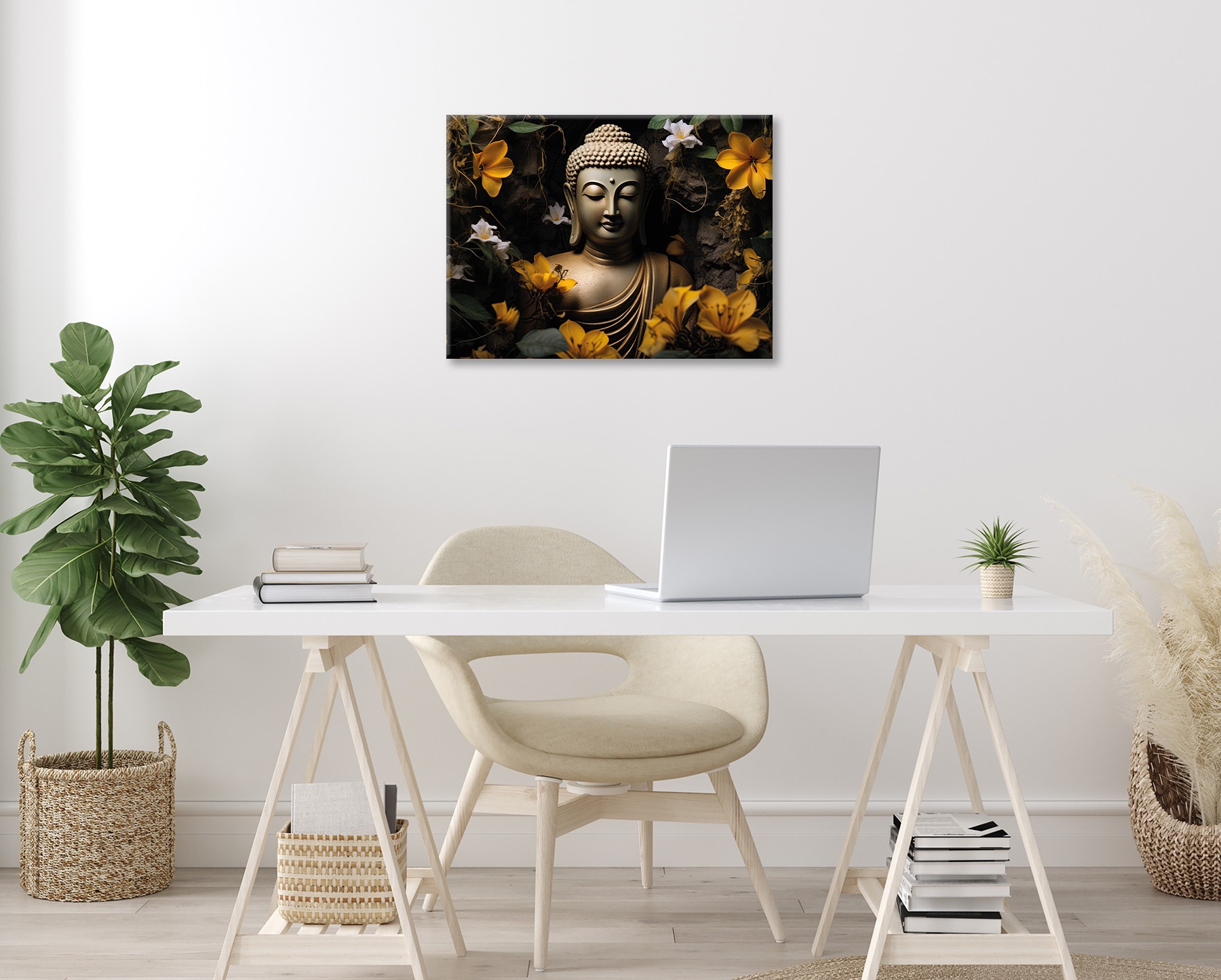 Bönninghoff Leinwandbild »Wandbild BUDDHA 46x61 cm – Leinwandbild Keilrahmen Deko modern« Blumenbilder | Buddha | Natur 1 Stk. tlg. auf Keilrahmen gespannt