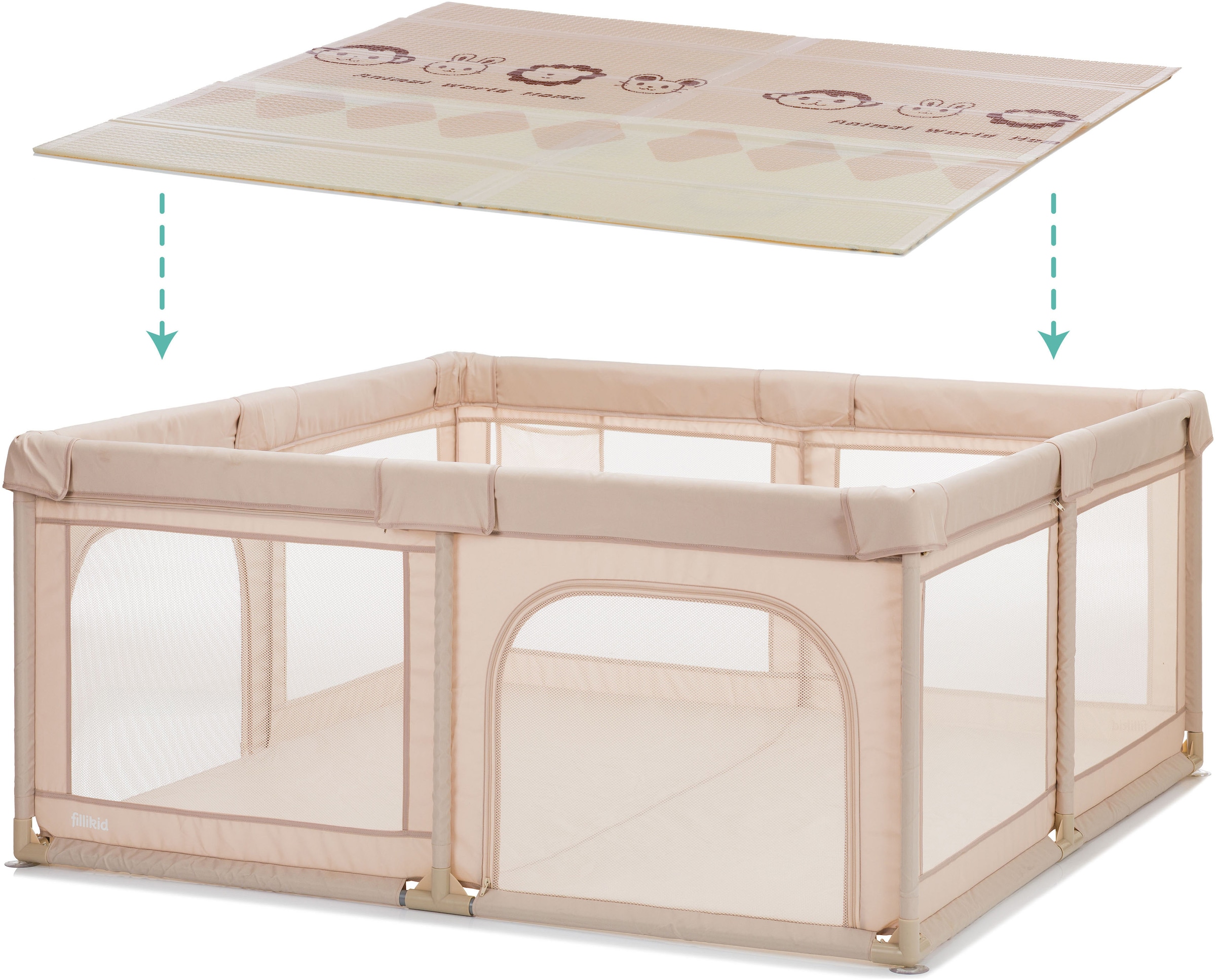 Fillikid Laufgitter »Malta mit Boden« bis 22 kg mit Transporttasche