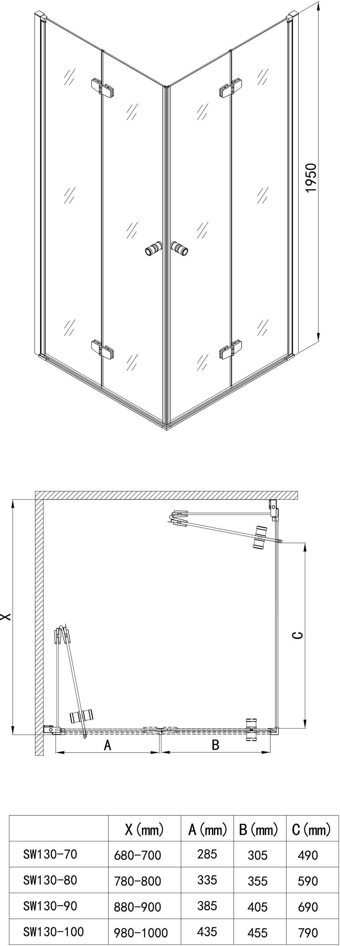 welltime Dusch-Einflügeltür »Mixwell« 1 von 2 Teilen für eine Ecklösung, 1 Stk. tlg. Baukastensystem