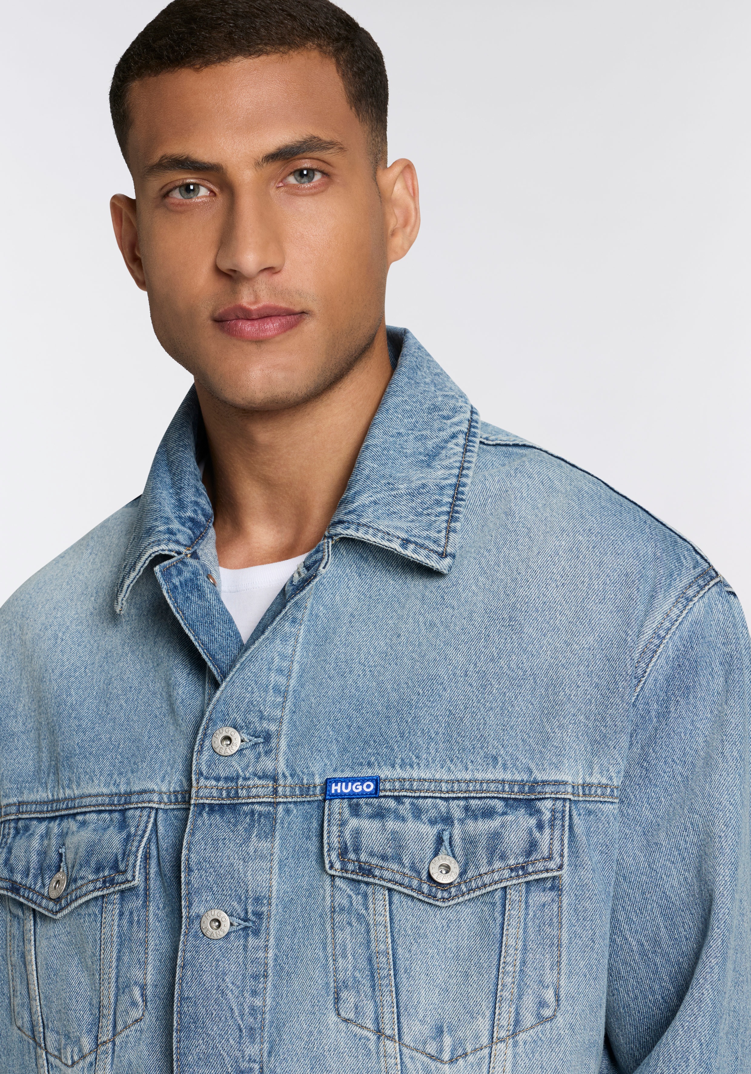 Thumbnail - HUGO Blue Jeansjacke "Kirkby" loose fit, Stone-washed-Effekt