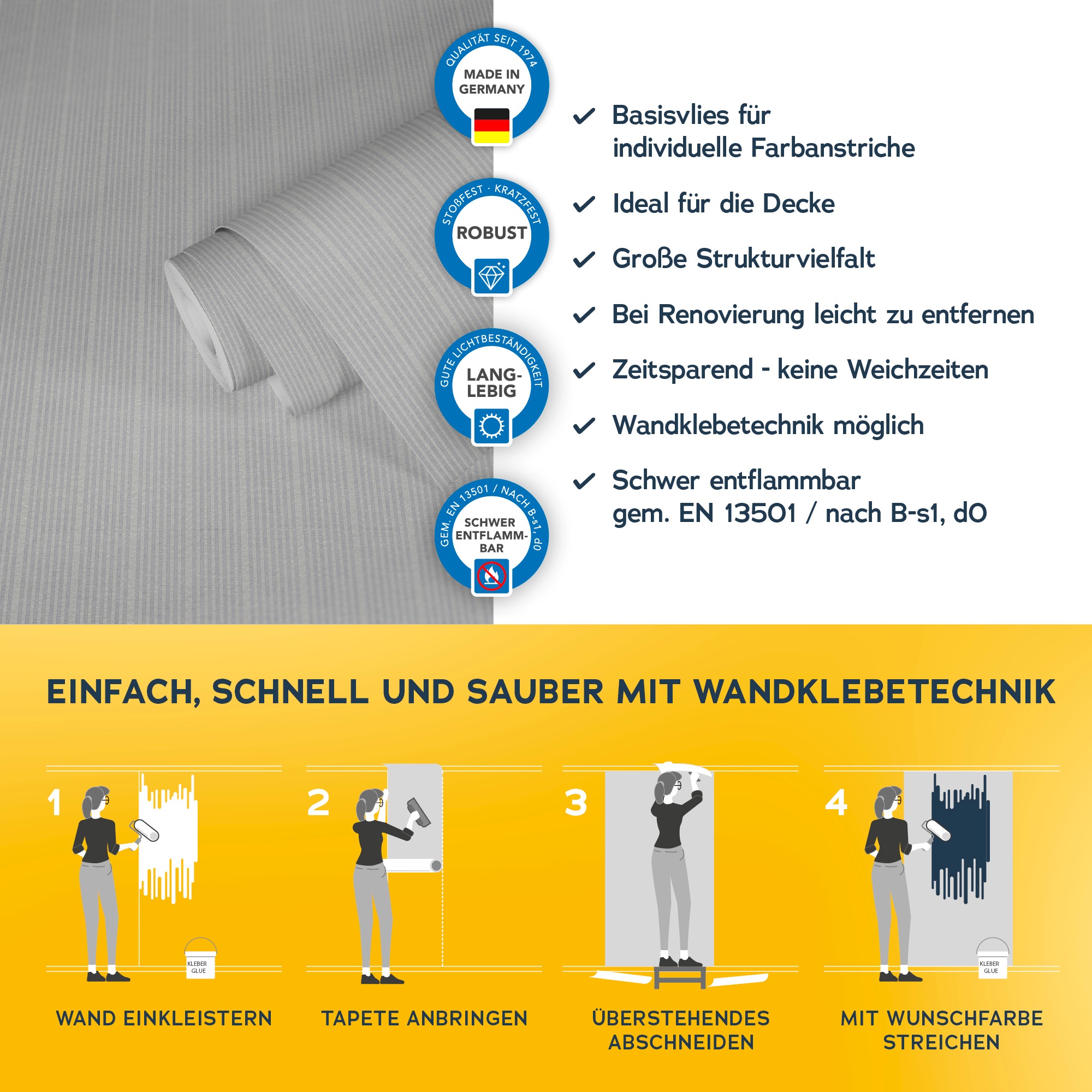 A.S. Création Vliestapete »Meistervlies« Streifen | gestreift | mehrfarbig strukturiert Struktur Tapete Streifen Überstreichbar Tapeten Wohnzimmer Flur Design