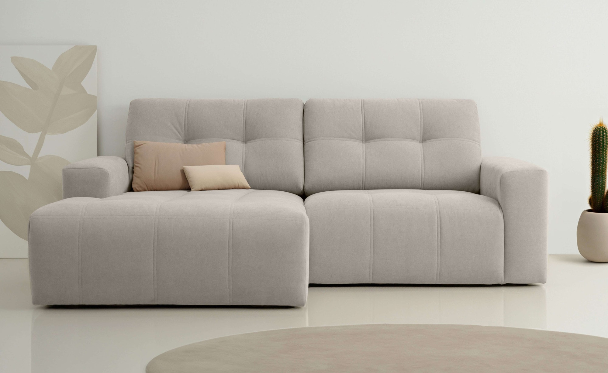 OTTO home Ecksofa "Turnon, Lounge-sofa, Breite 221 cm" Chenille, mit Knopf- und Doppelsteppung, elegantes Aussehen