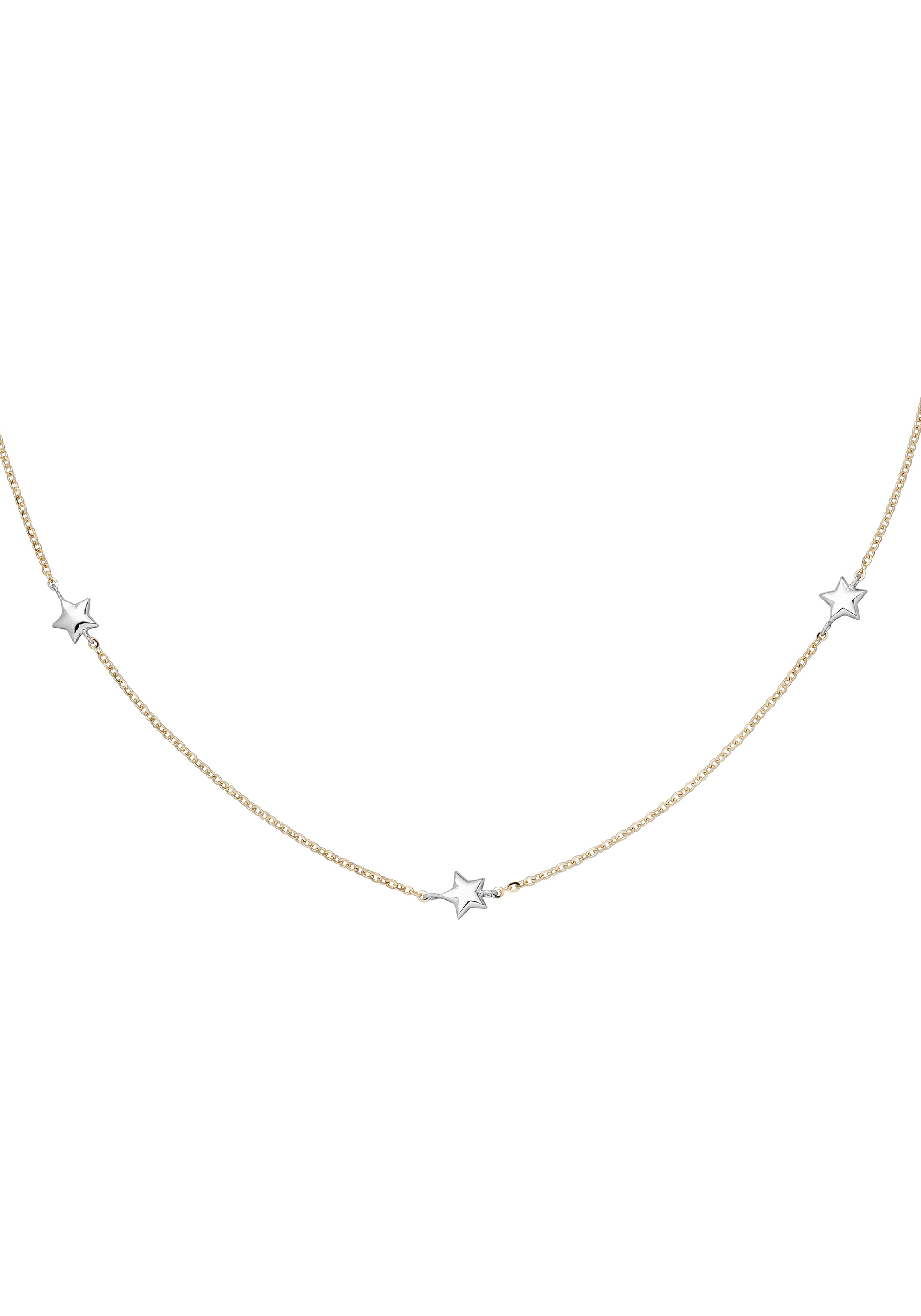 JOBO Kette ohne Anhänger »mit sternförmigen Zwischenelementen« 375 Gold Bicolor 43 cm