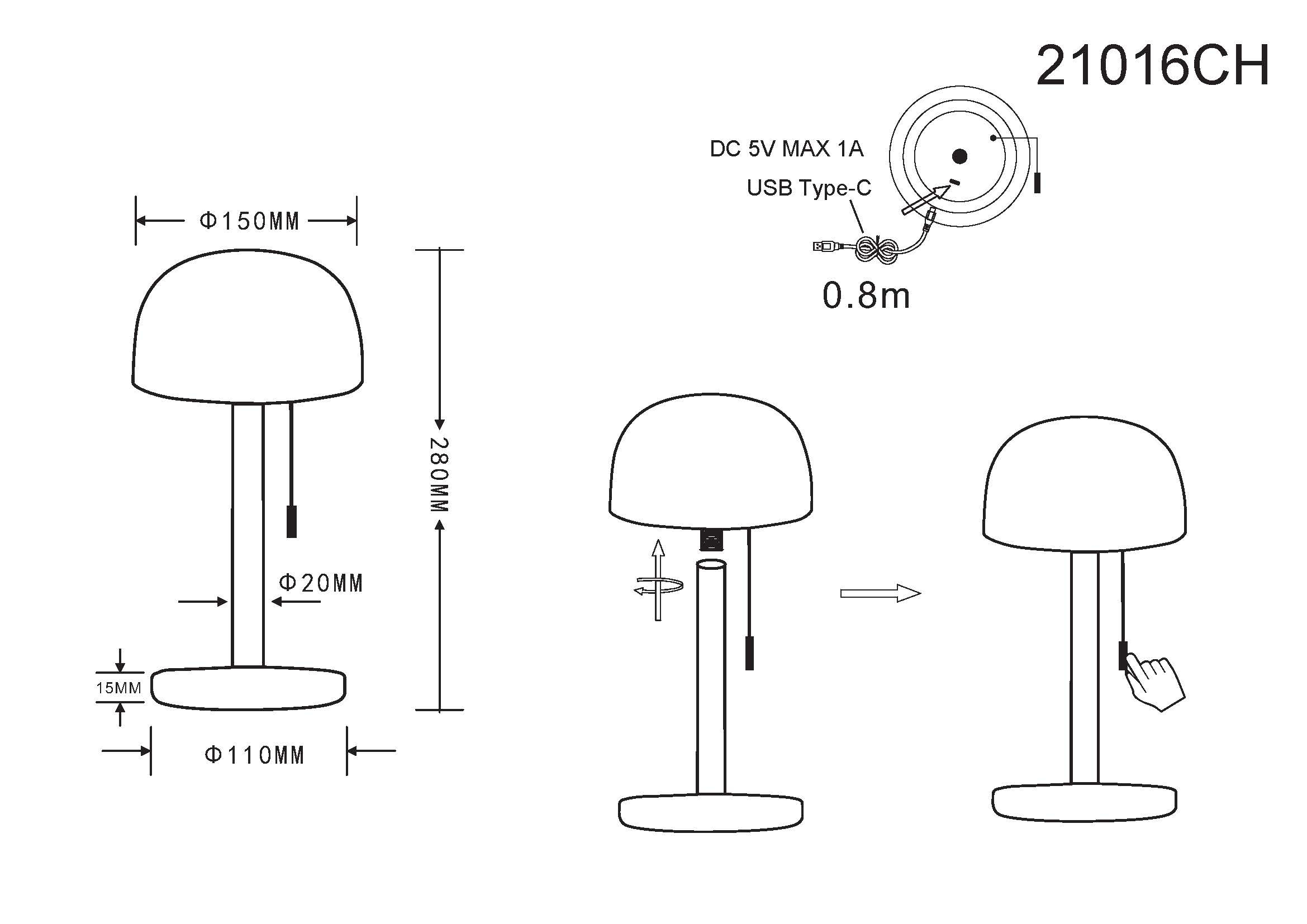 GLOBO LIGHTING LED Tischleuchte »NORMAN«, LED fest integriert, CCT-Funktion von warmen 3000 K bis kühleren 6000 K