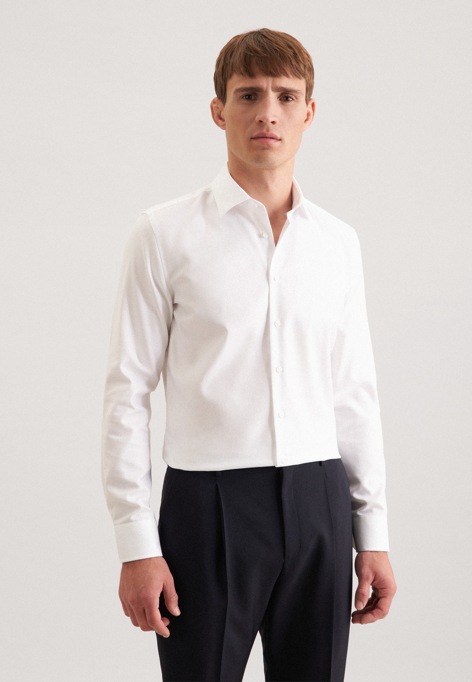 Businesshemd SEIDENSTICKER "Schwarze Rose", Herren, Gr. XS (36), normale Ärmellängen, weiß, 100% Baumwolle, unifarben, slim fit, 2-Knopf-Manschette, Hemden, Slim 1/1 Kentkragen Uni