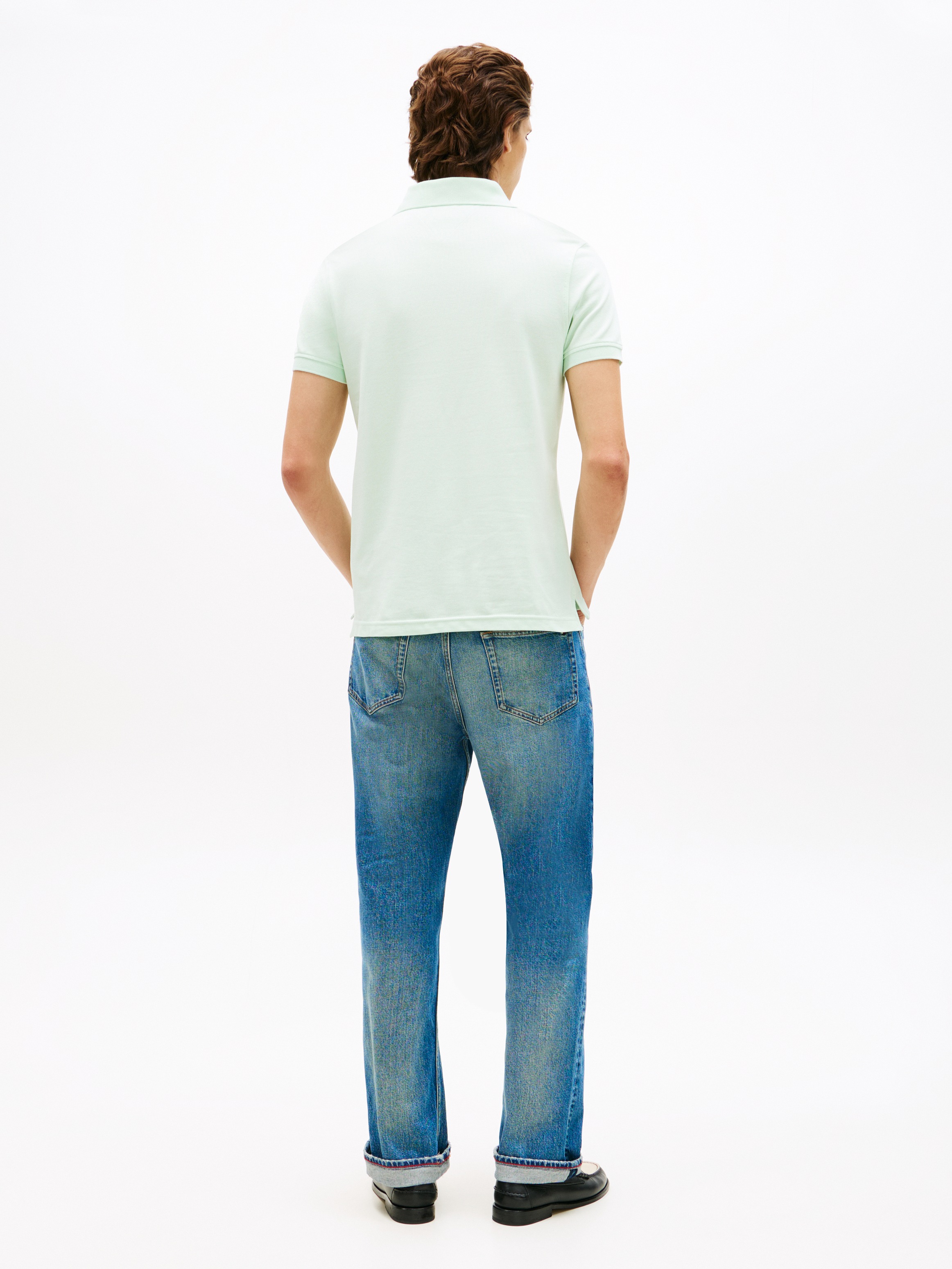 Tommy Hilfiger Poloshirt »1985 SLIM POLO mit Stickerei und Piqué-Qualität«, unifarben, casual, slim fit, Baumwollmix, Polokragen
